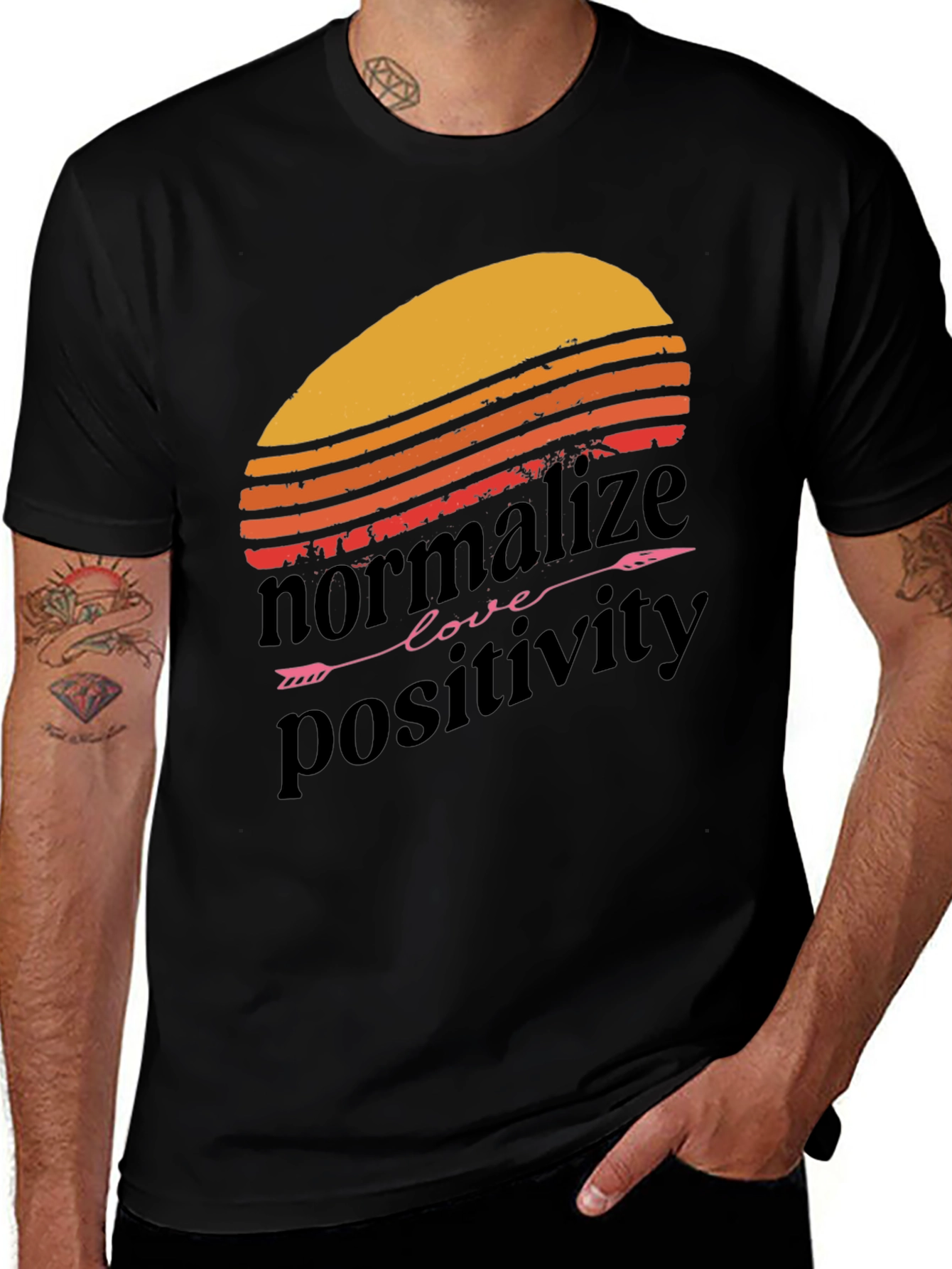 Normalize Positivity Graphic Tee - Retro Sunset Design