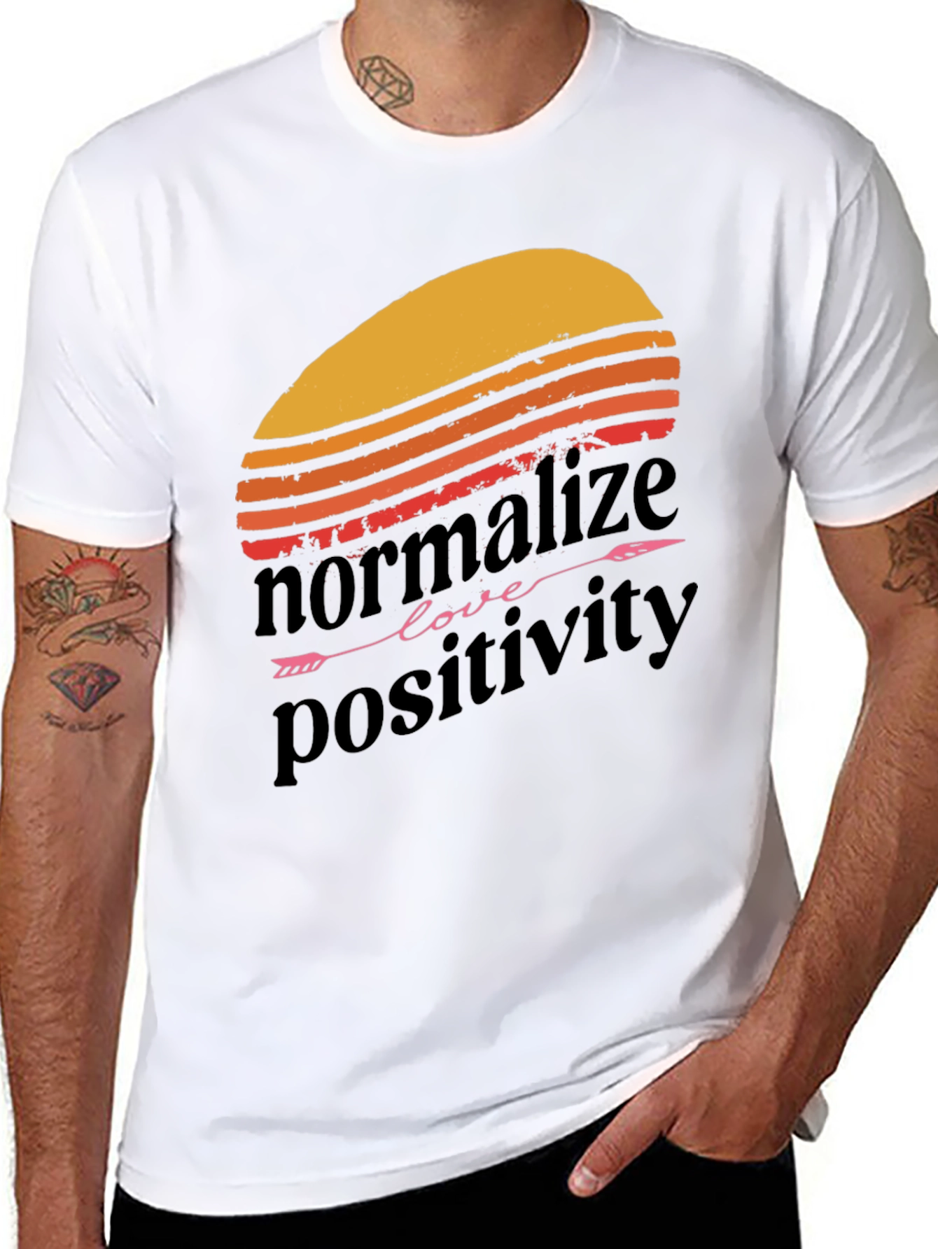 Normalize Positivity Graphic Tee - Retro Sunset Design
