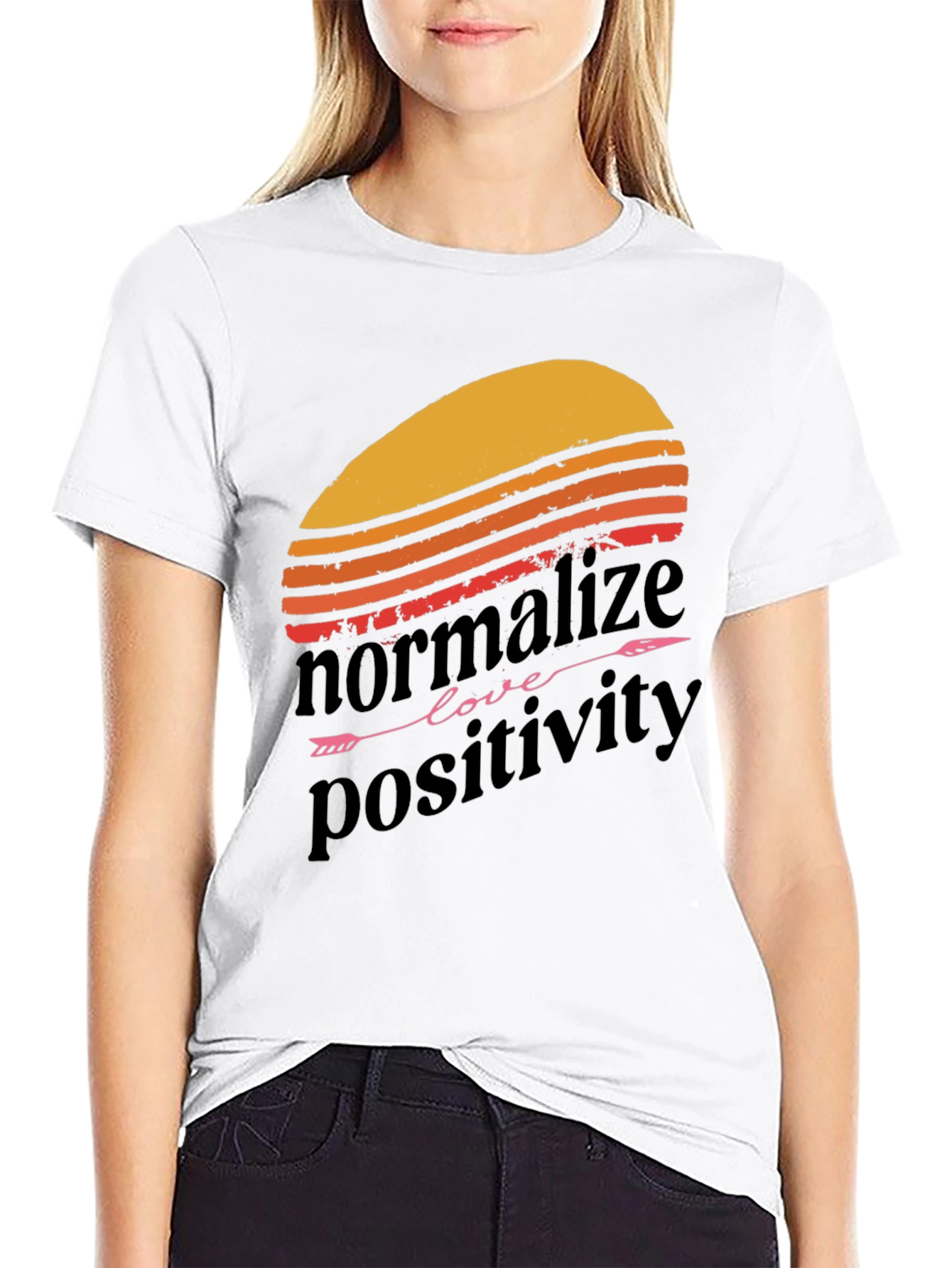 Normalize Positivity Graphic Tee - Retro Sunset Design