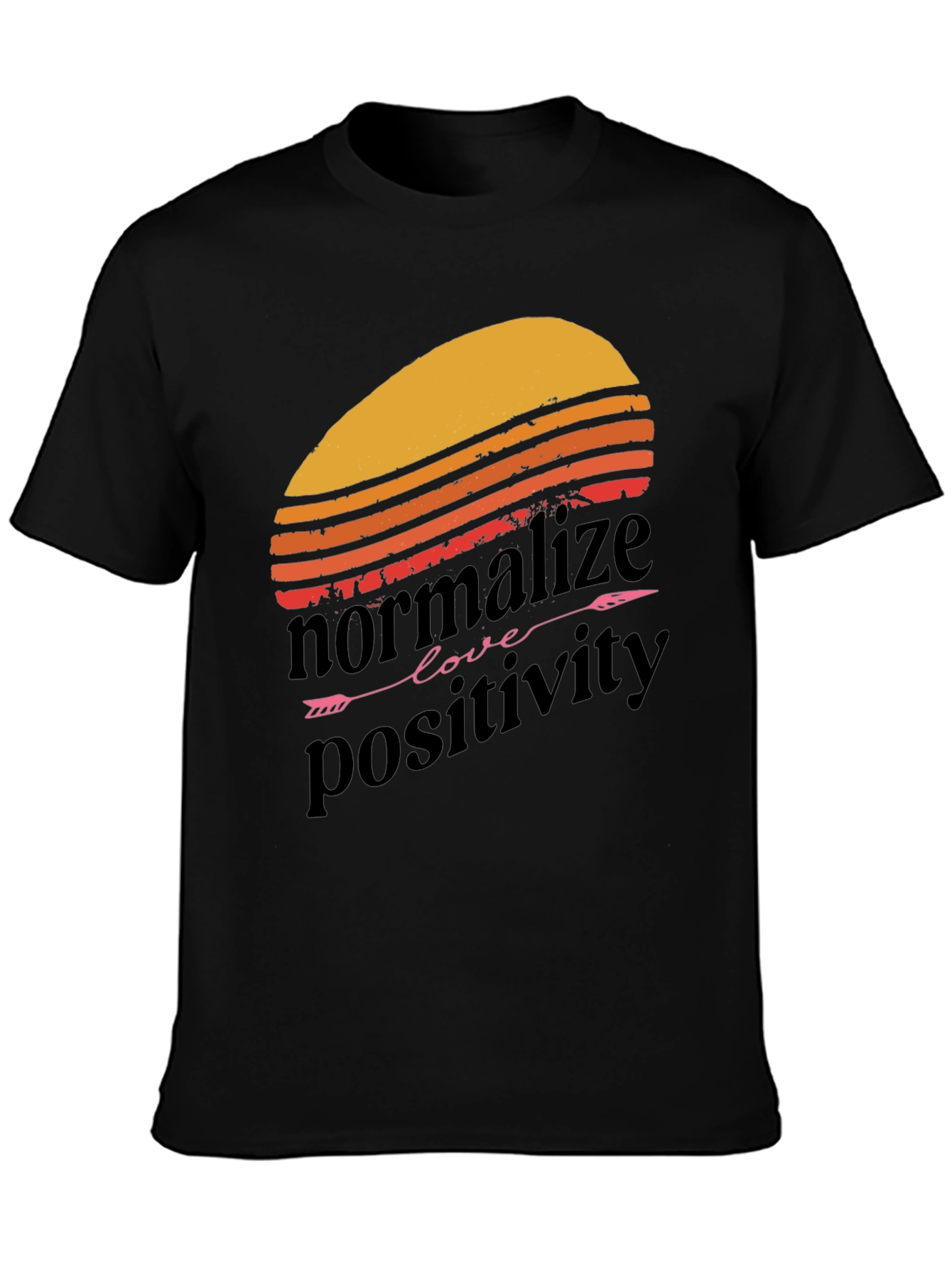 Normalize Positivity Graphic Tee - Retro Sunset Design