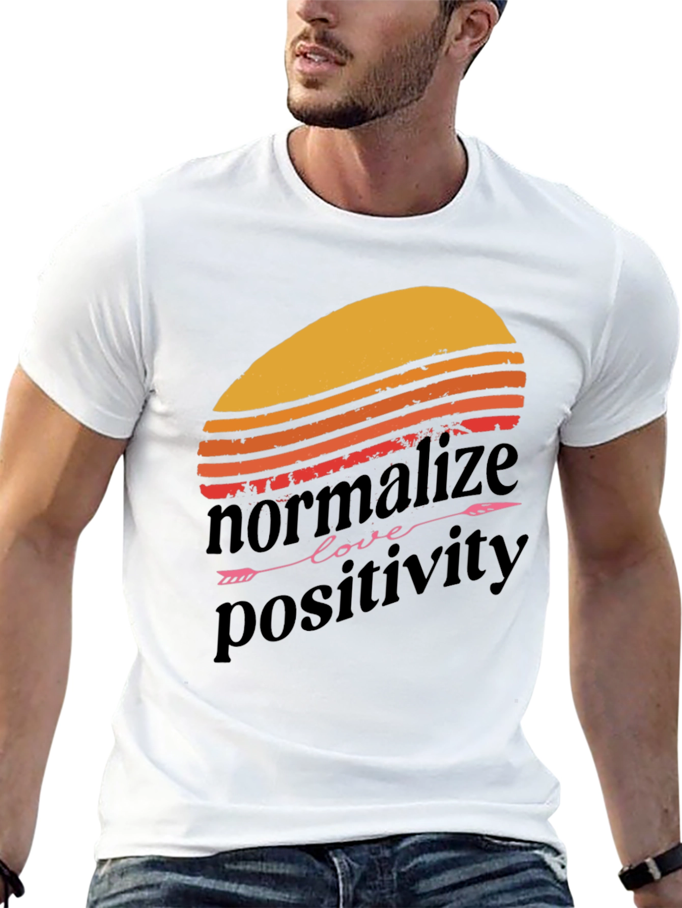 Normalize Positivity Graphic Tee - Retro Sunset Design