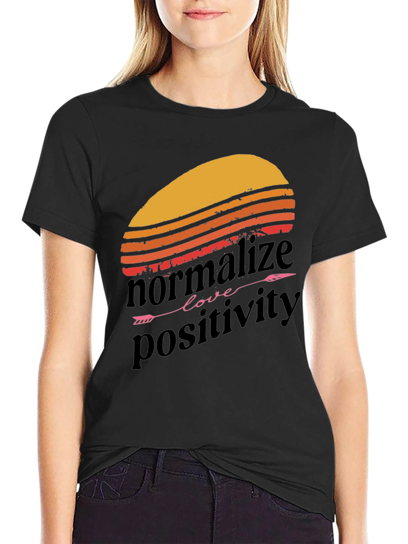 Normalize Positivity Graphic Tee - Retro Sunset Design
