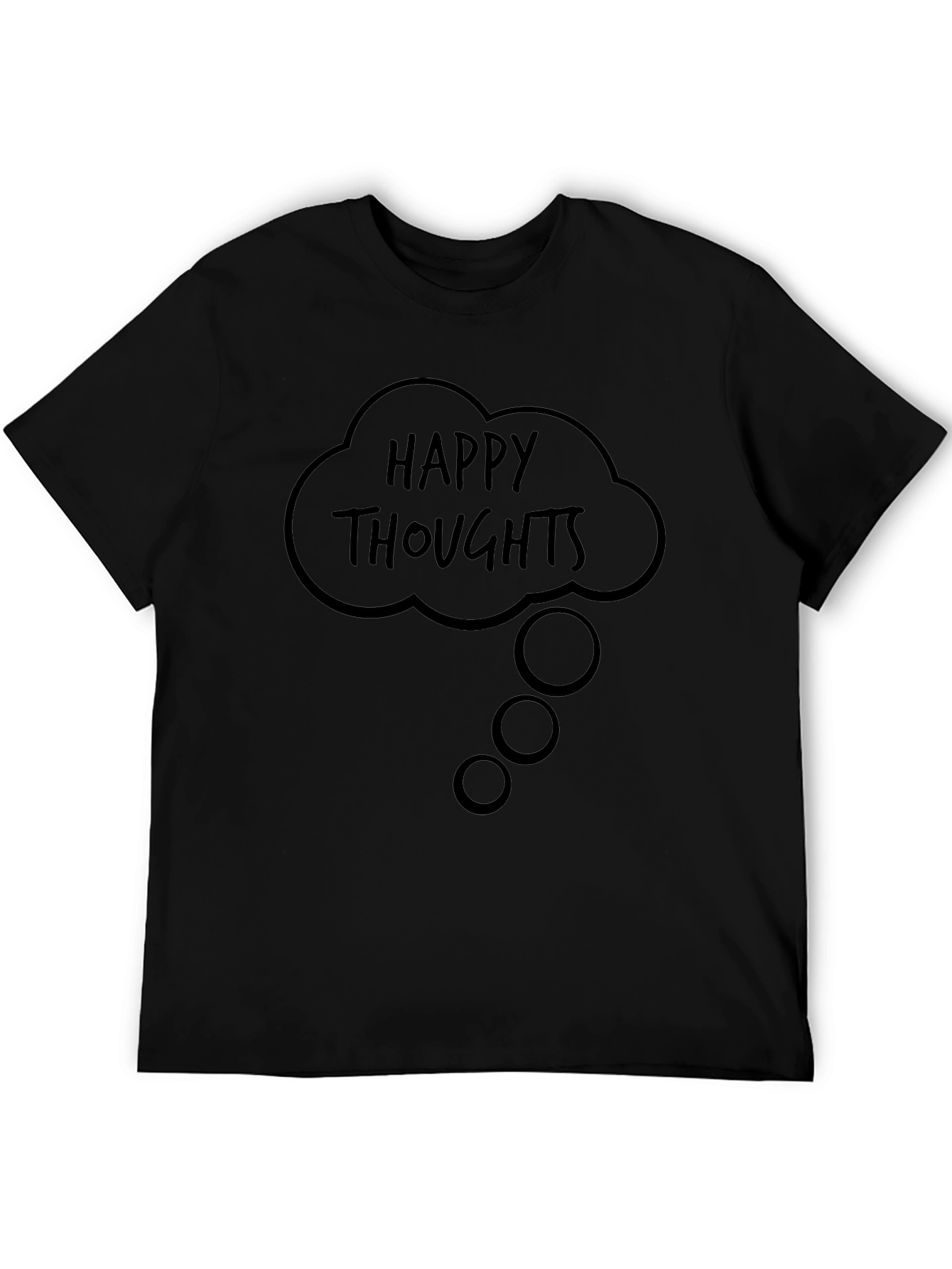 Happy Thoughts Graphic Tee - Black Cotton T-Shirt