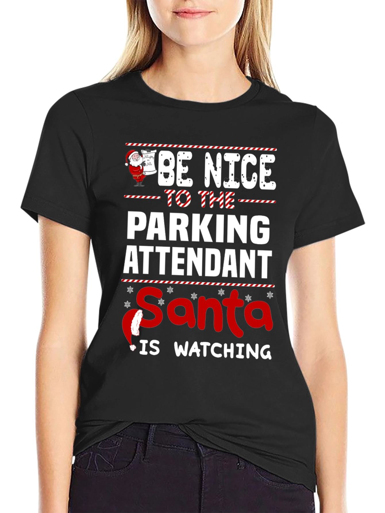 Be Nice To The Parking Attendant Santa T-Shirt