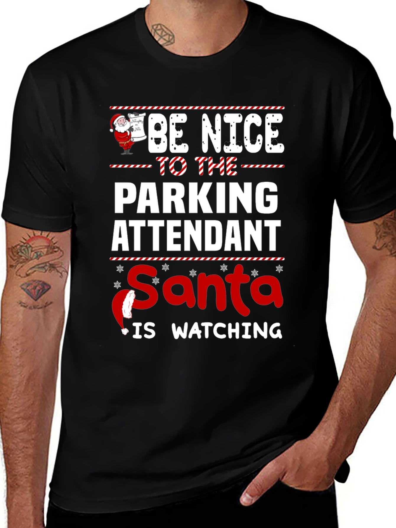 Be Nice To The Parking Attendant Santa T-Shirt