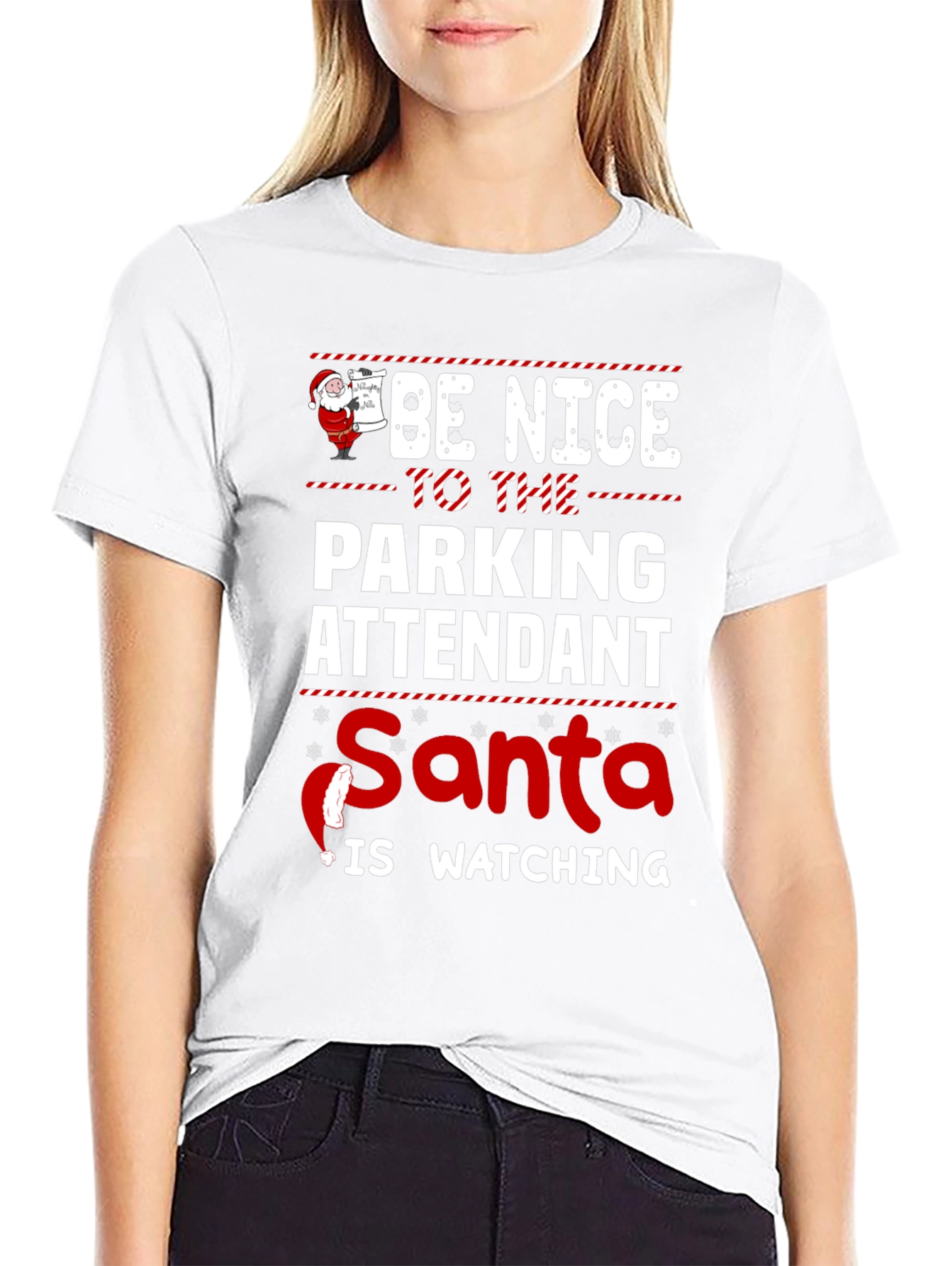 Be Nice To The Parking Attendant Santa T-Shirt