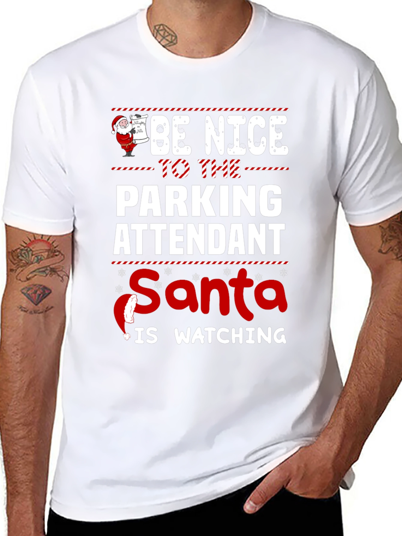 Be Nice To The Parking Attendant Santa T-Shirt