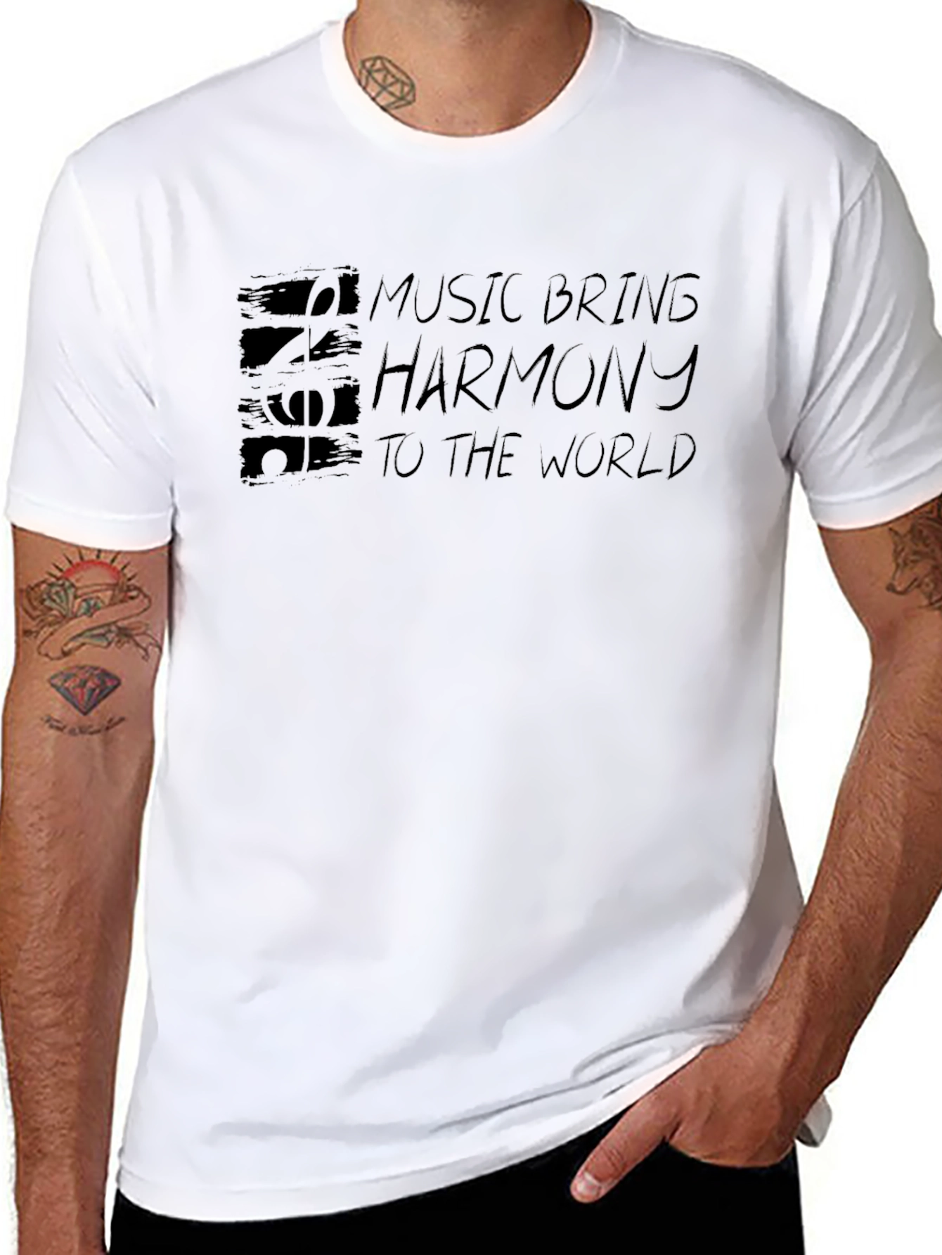 Music Brings Harmony Graphic T-Shirt - Black