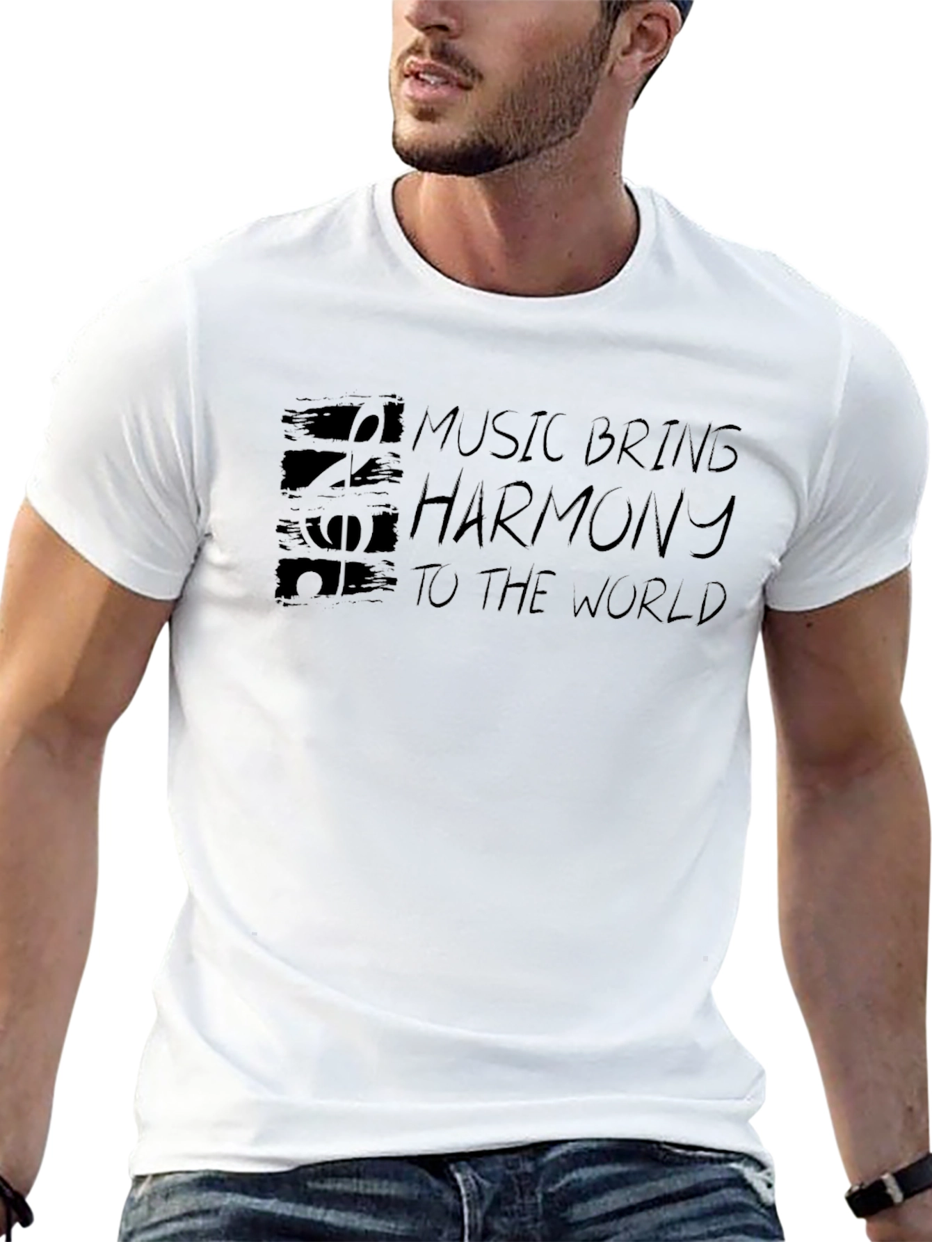 Music Brings Harmony Graphic T-Shirt - Black