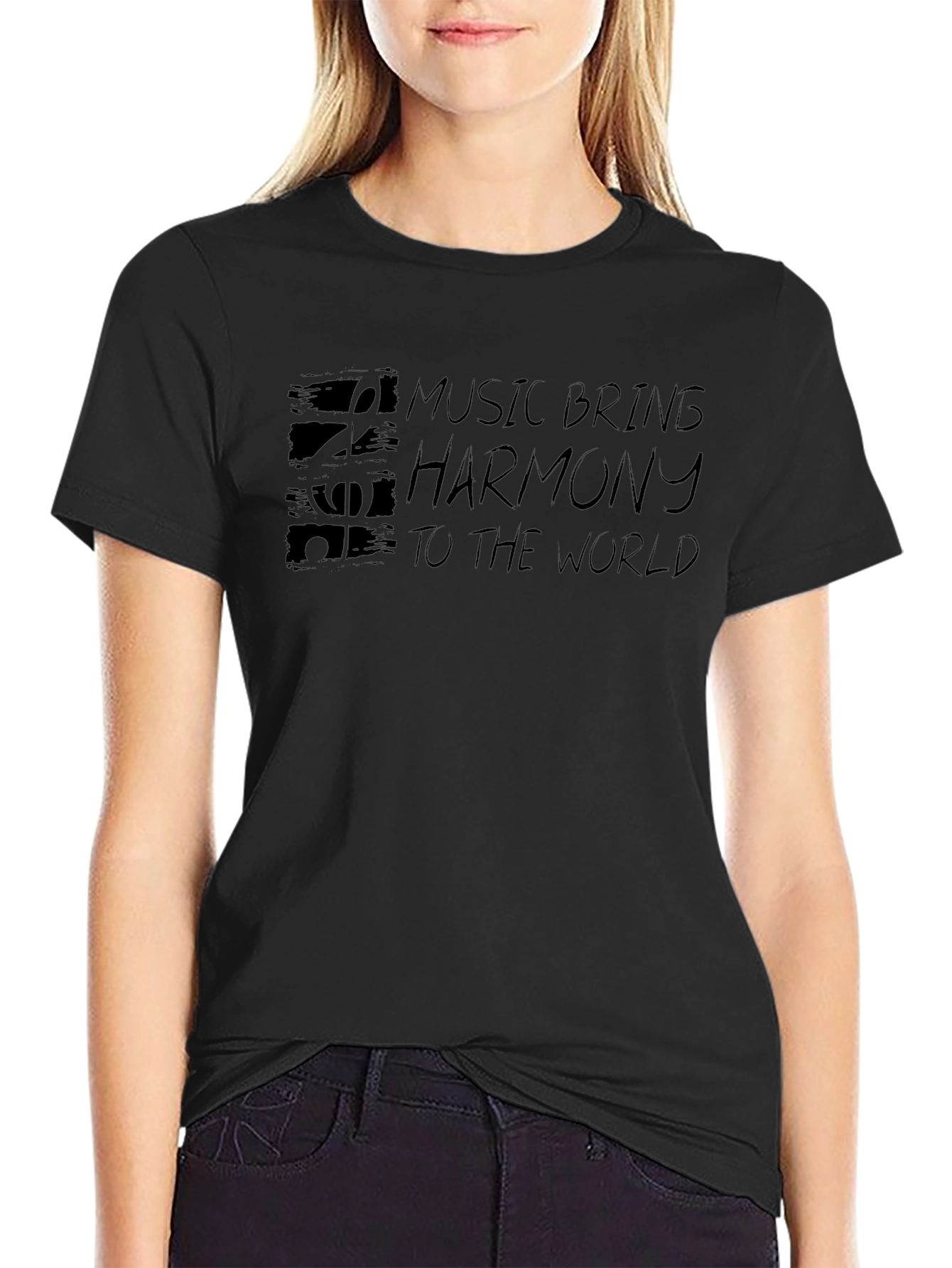 Music Brings Harmony Graphic T-Shirt - Black