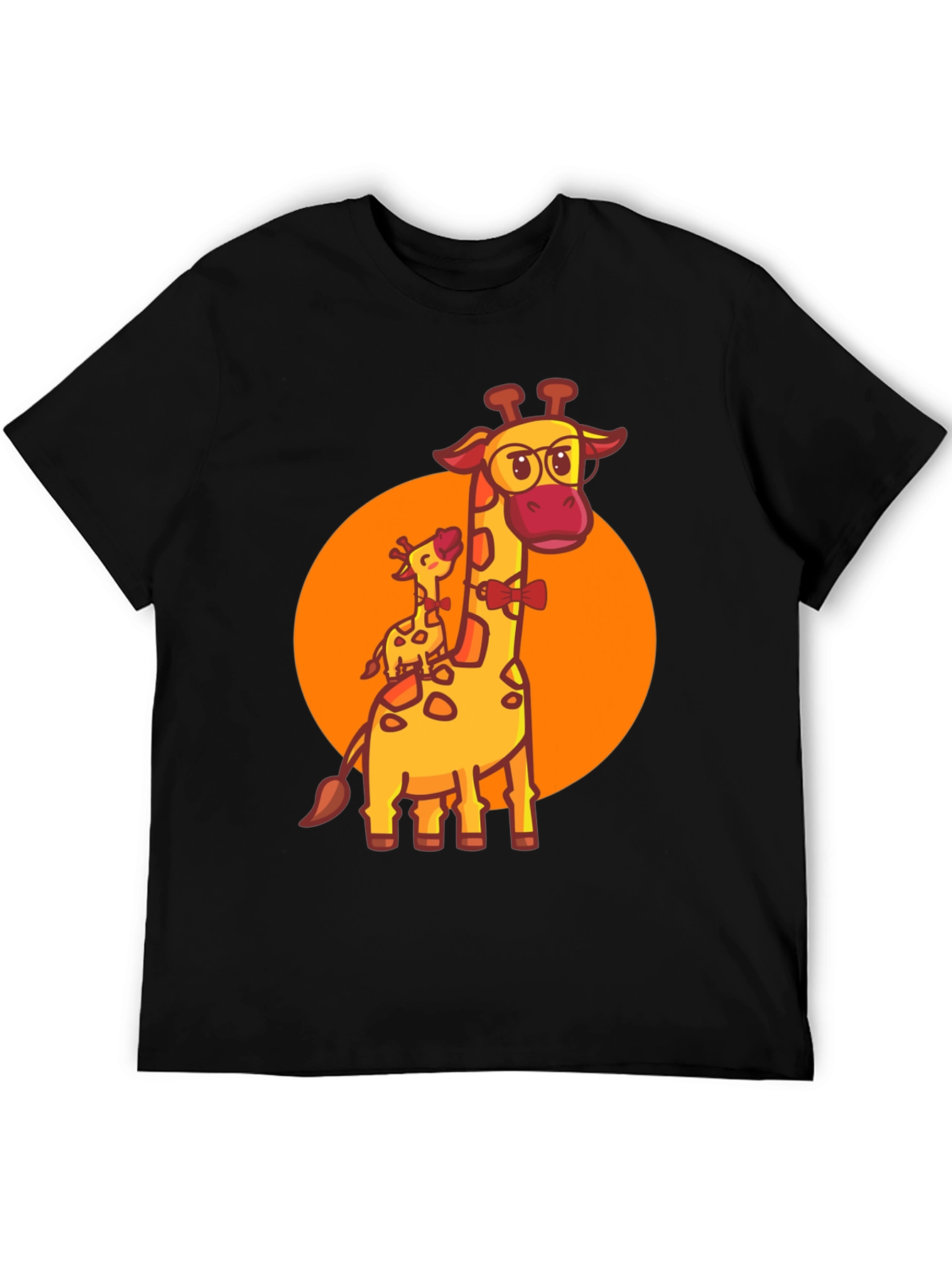 Giraffe Family Graphic Tee - Black Crew Neck