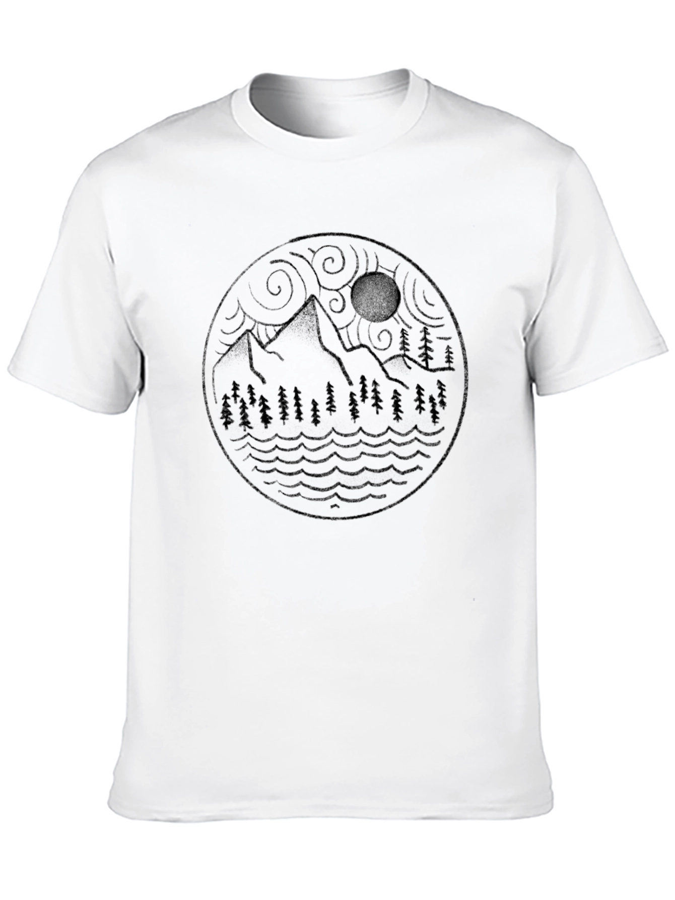 Mountain Landscape Graphic Tee - Black