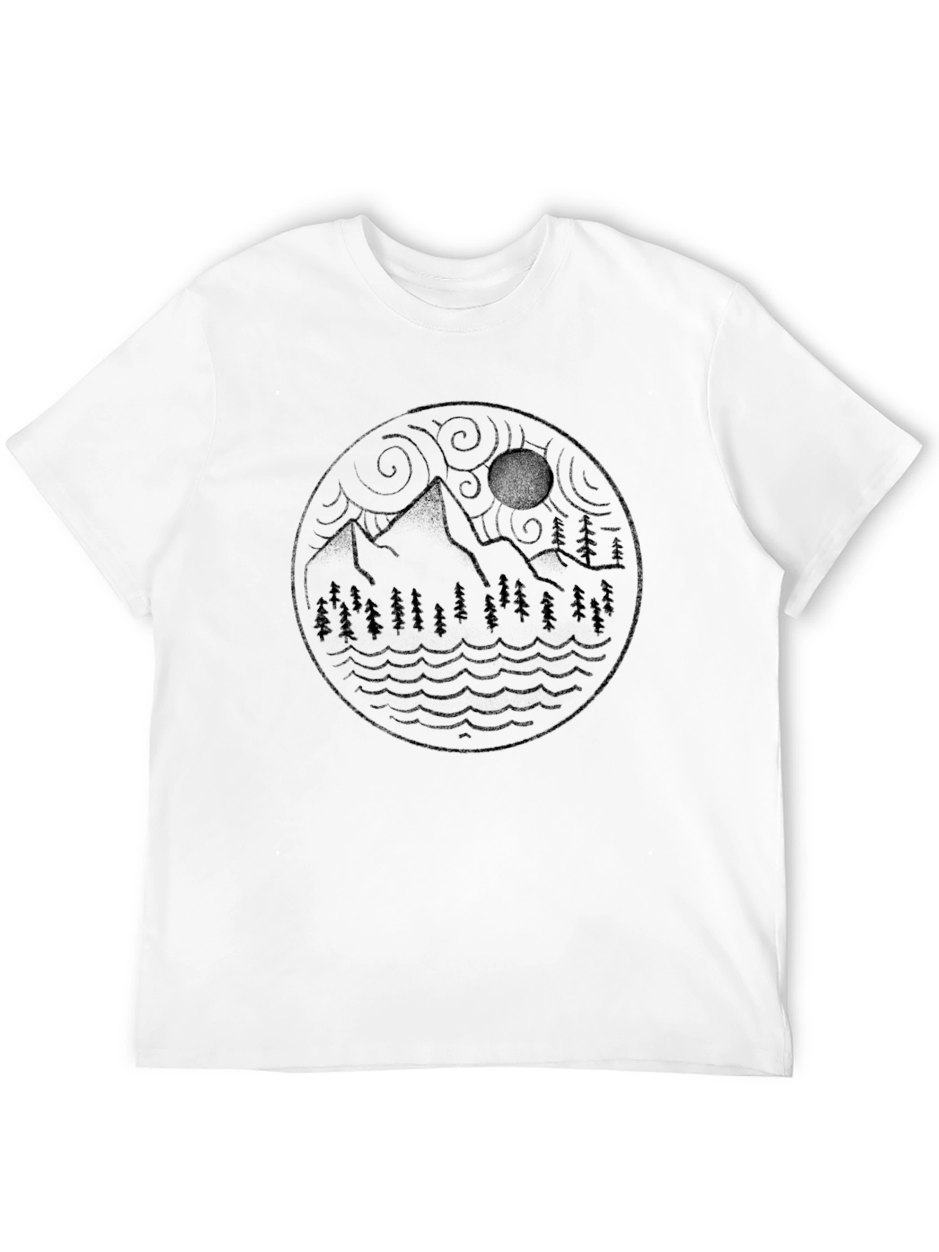 Mountain Landscape Graphic Tee - Black