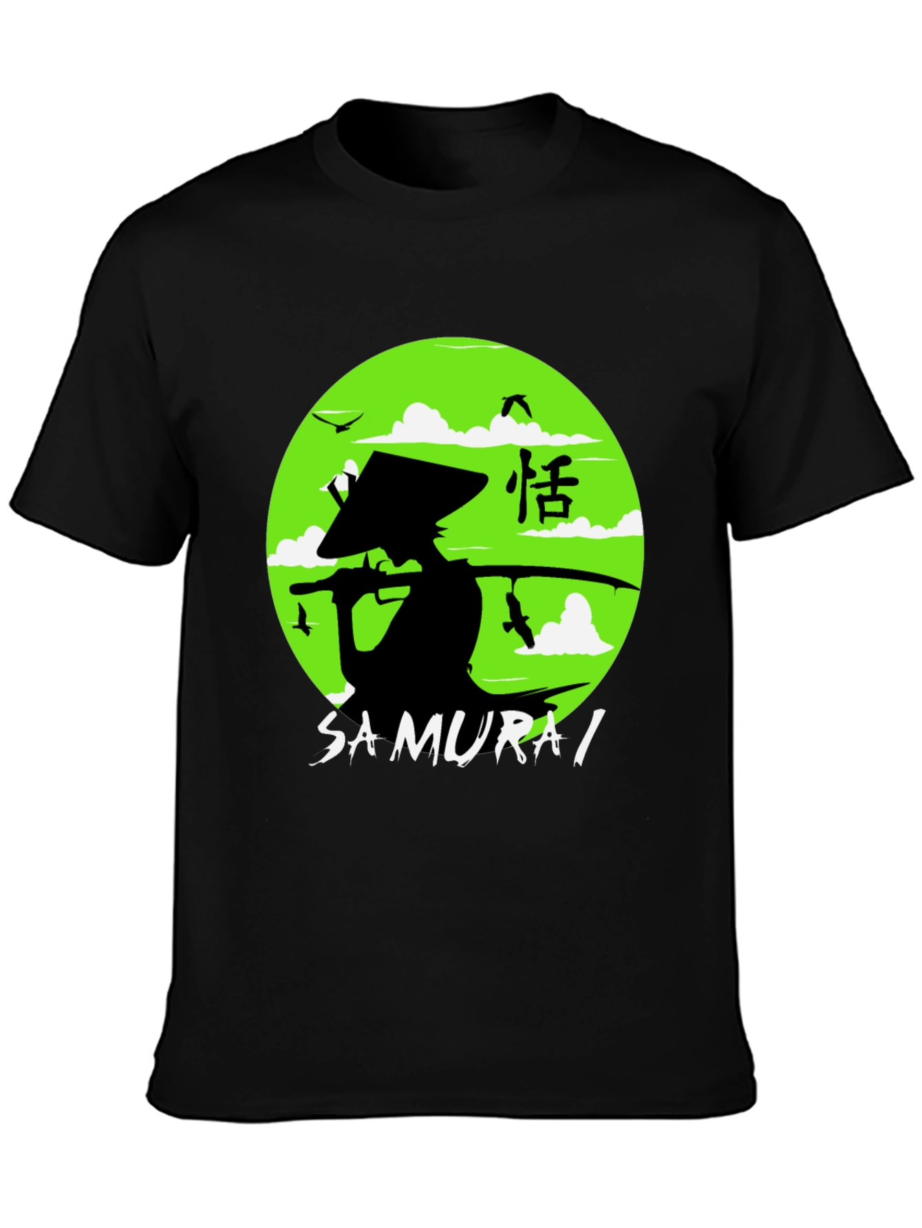 Samurai Graphic Tee - Black Cotton Shirt