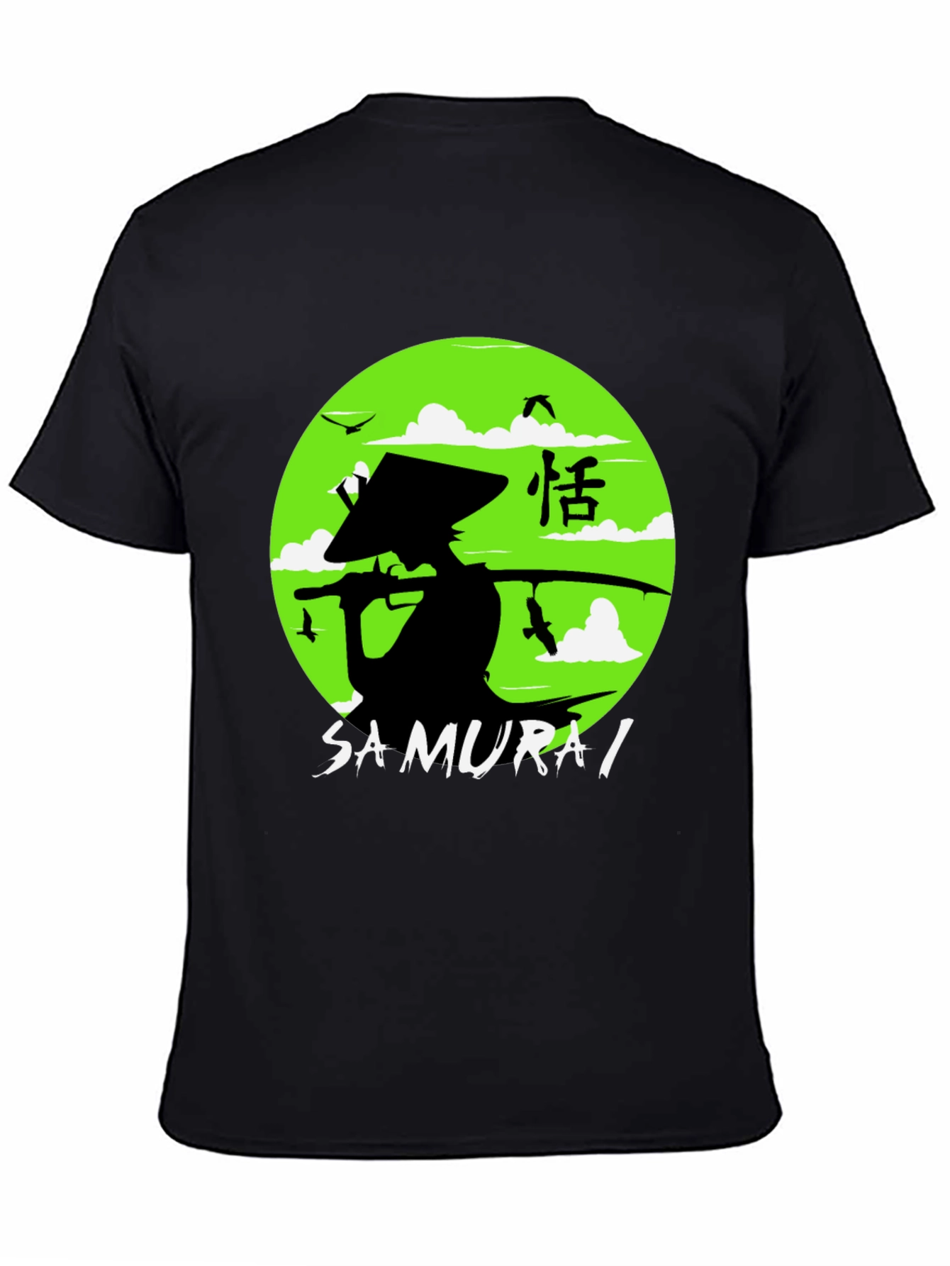 Samurai Graphic Tee - Black Cotton Shirt