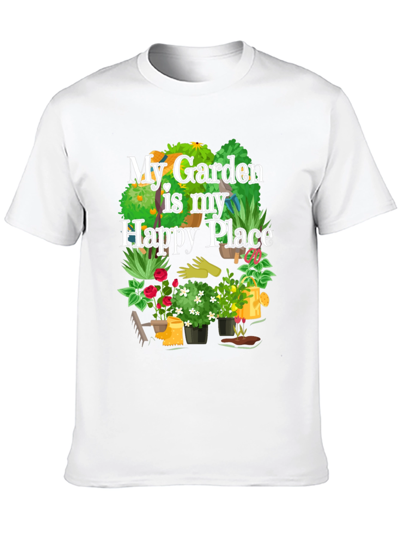 My Garden is My Happy Place Black T-Shirt