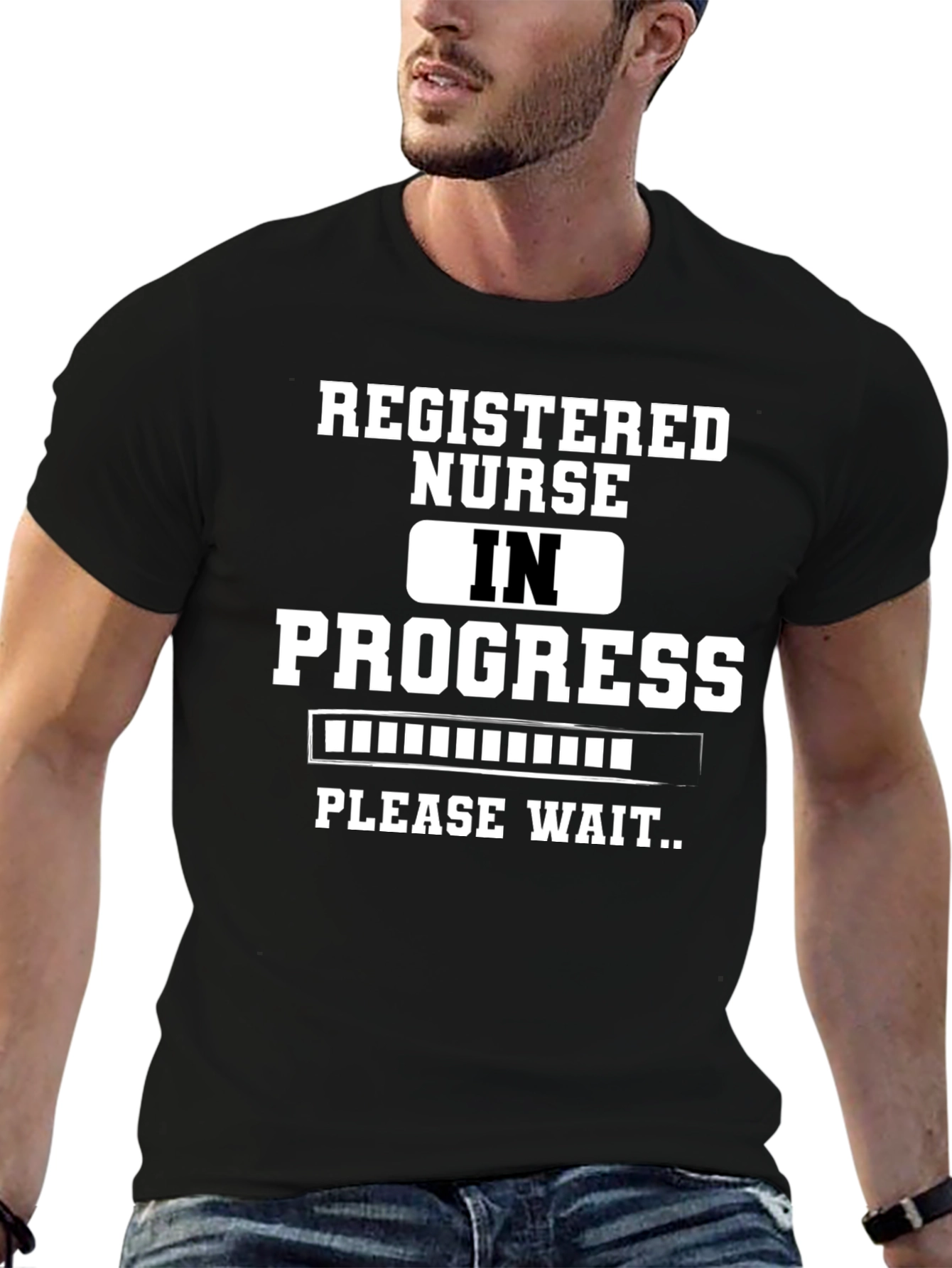 Registered Nurse In Progress Black Graphic T-Shirt