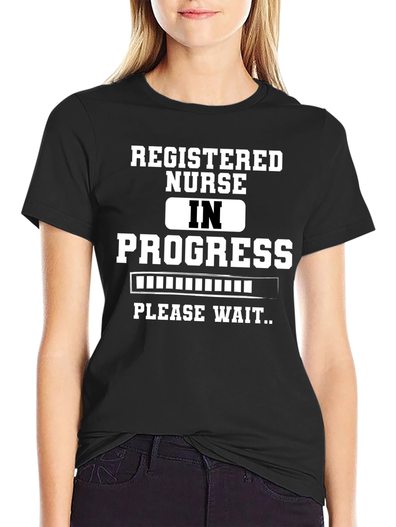 Registered Nurse In Progress Black Graphic T-Shirt
