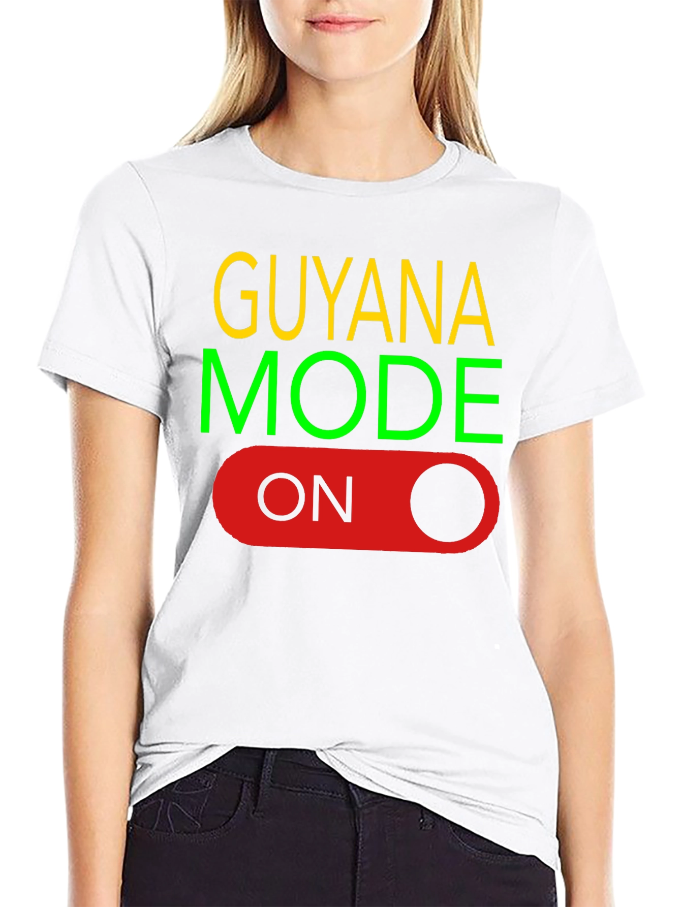Guyana Mode On Black T-Shirt