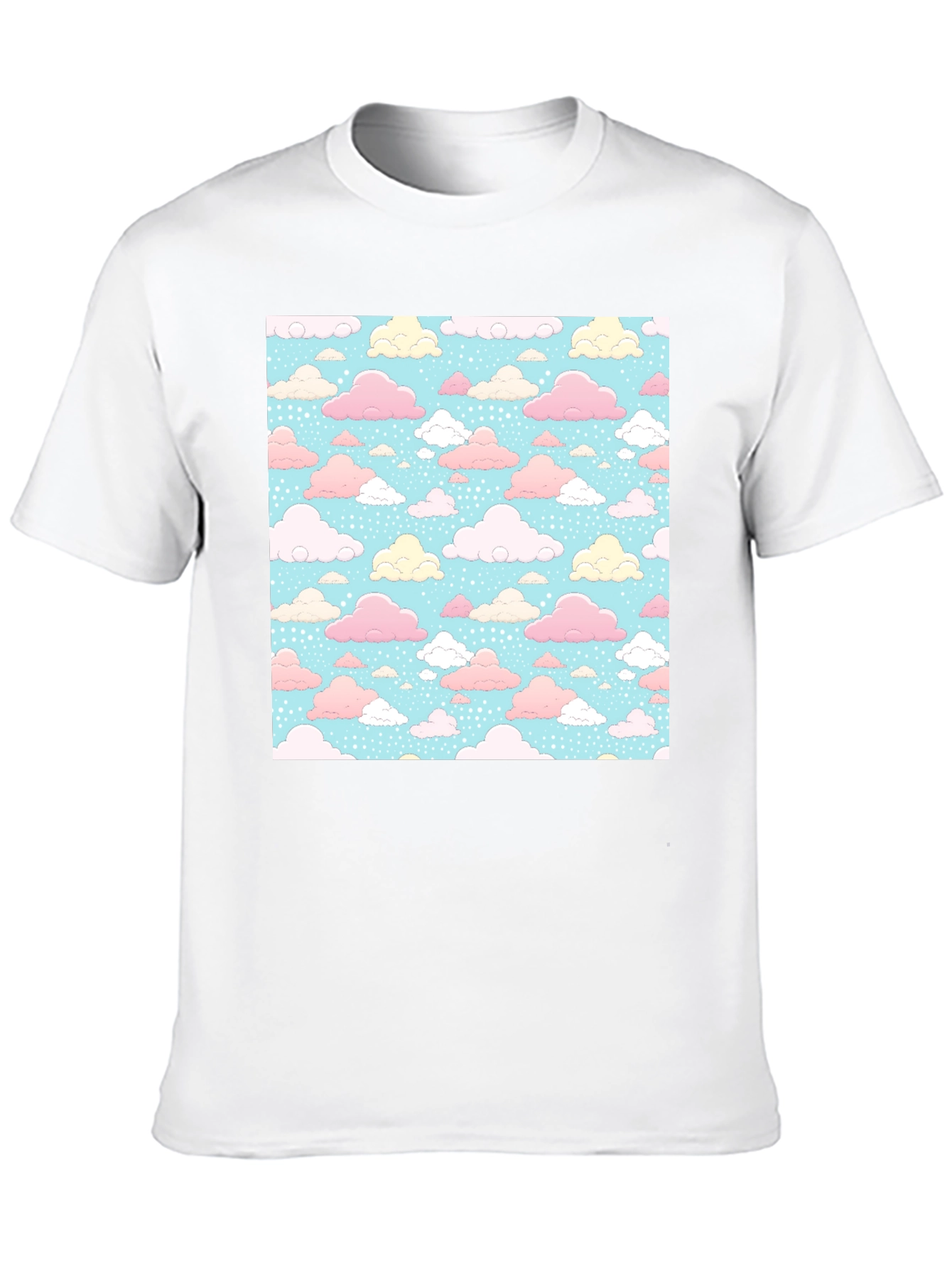 Pastel Cloud Pattern Black T-Shirt