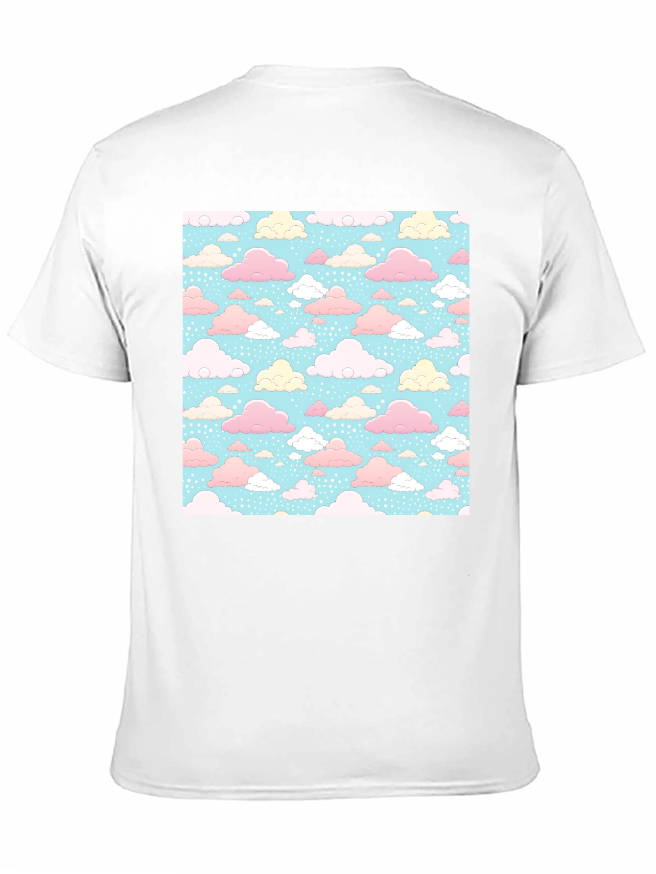 Pastel Cloud Pattern Black T-Shirt