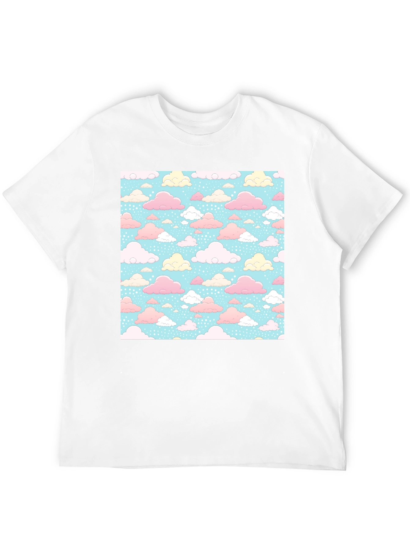 Pastel Cloud Pattern Black T-Shirt