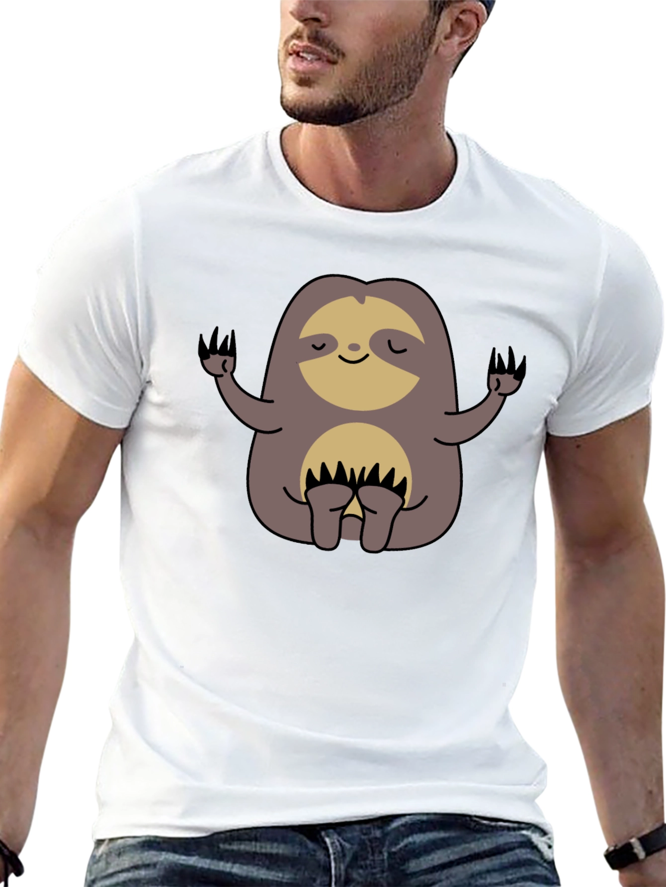 Meditating Sloth Graphic Tee - Relaxed Fit
