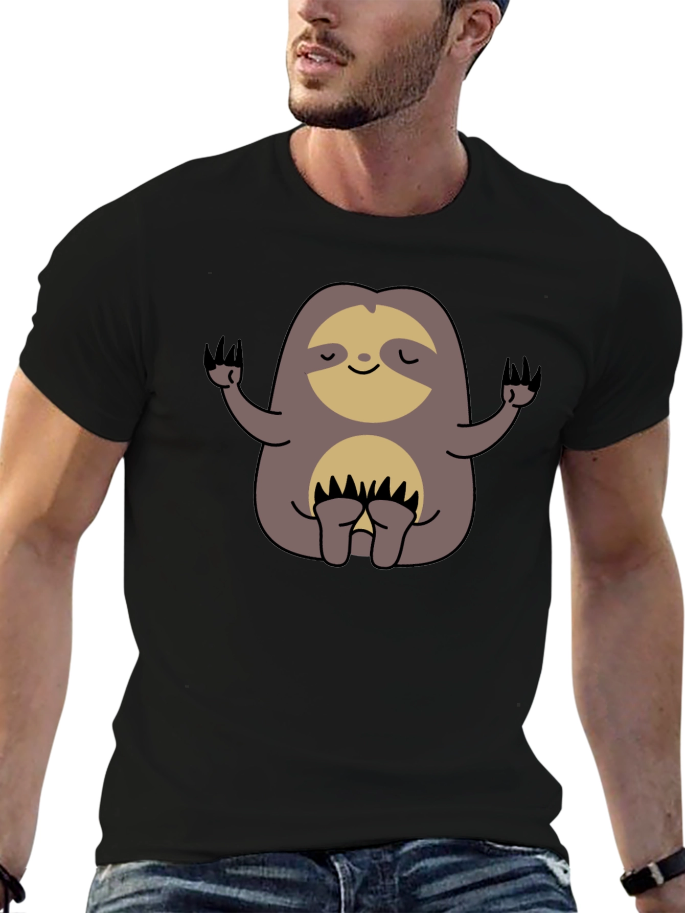Meditating Sloth Graphic Tee - Relaxed Fit