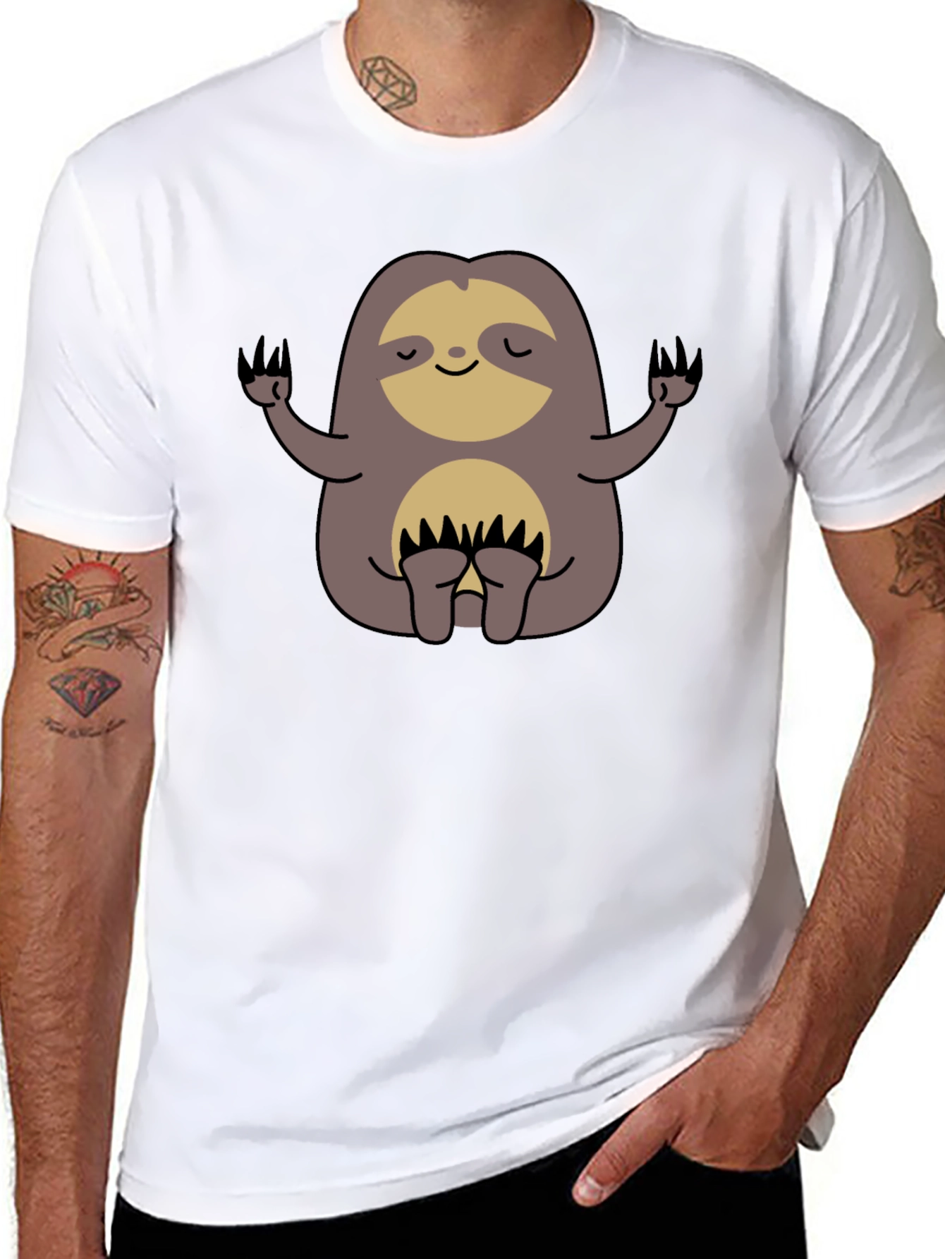 Meditating Sloth Graphic Tee - Relaxed Fit