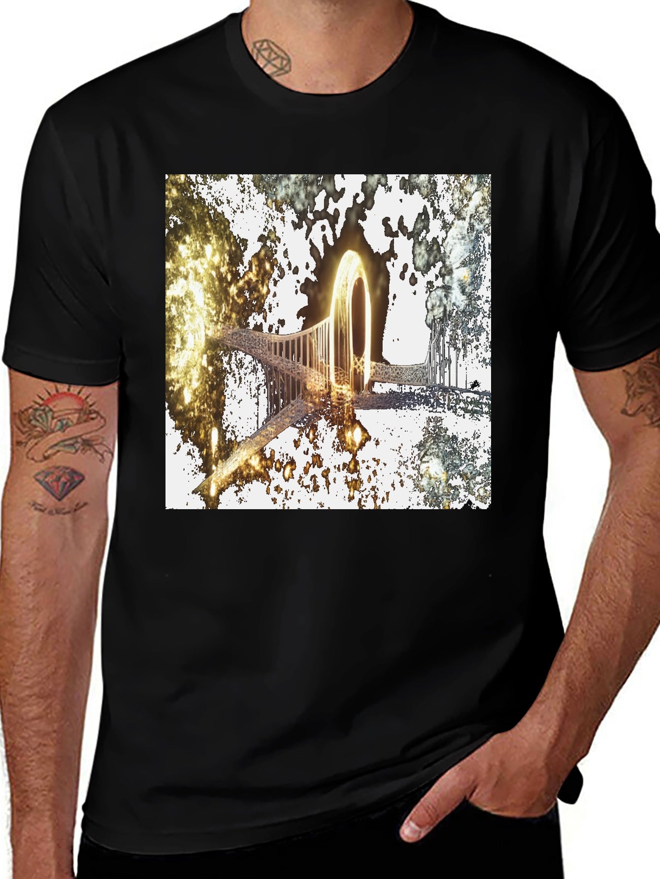 Abstract Glowing Portal Graphic Tee - Modern Streetwear