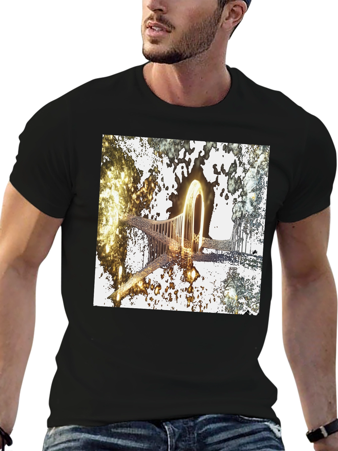 Abstract Glowing Portal Graphic Tee - Modern Streetwear