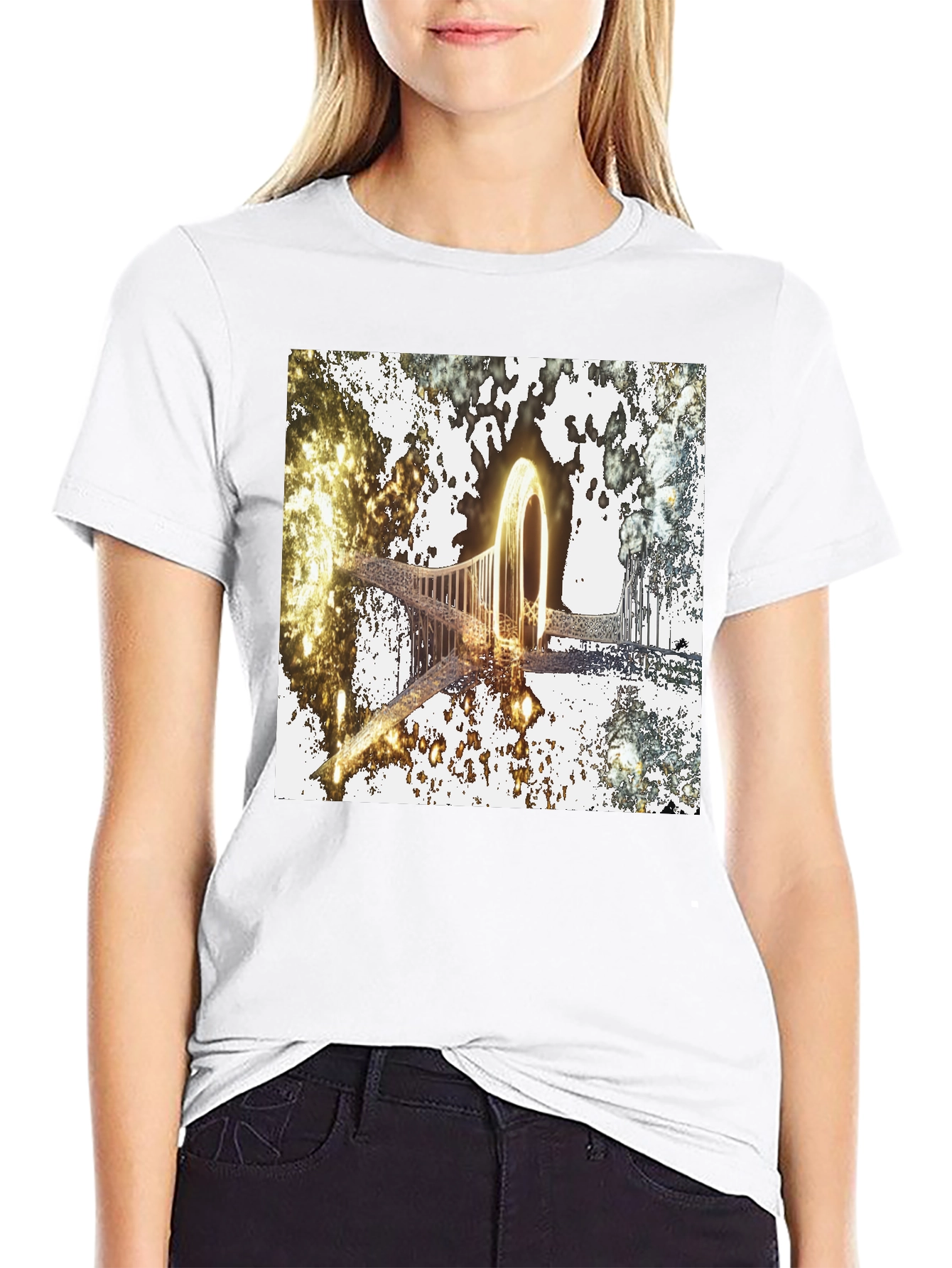Abstract Glowing Portal Graphic Tee - Modern Streetwear