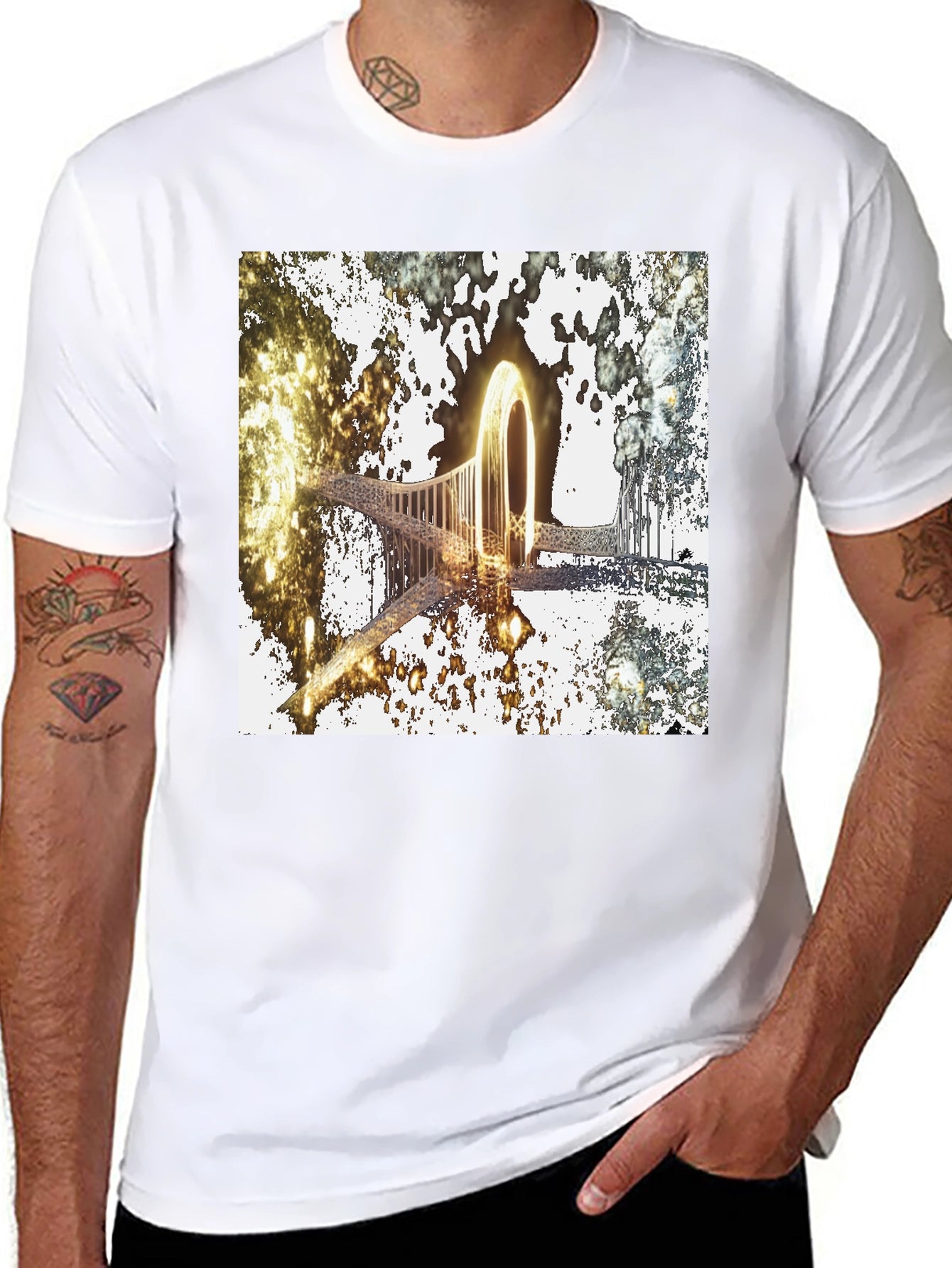 Abstract Glowing Portal Graphic Tee - Modern Streetwear
