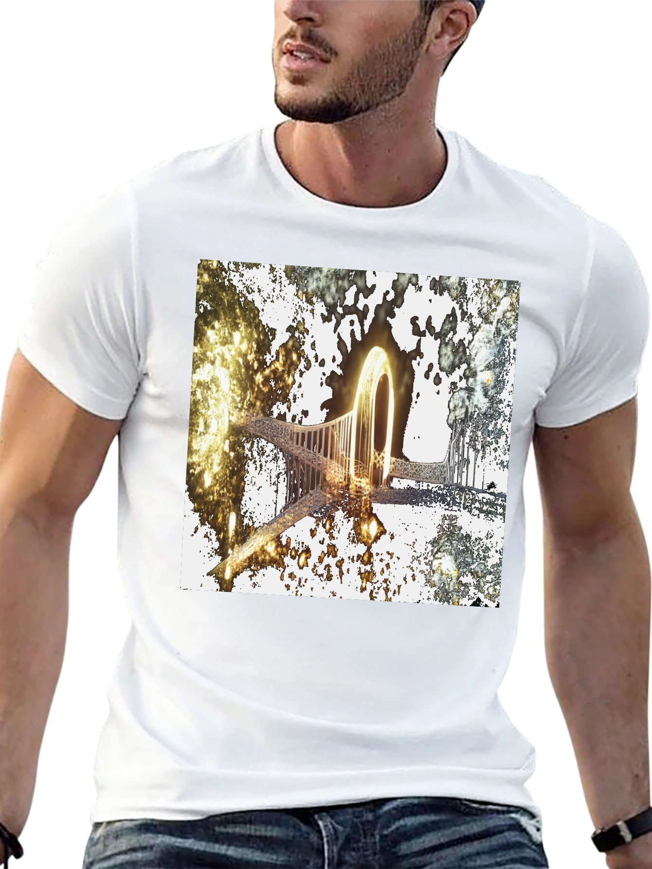 Abstract Glowing Portal Graphic Tee - Modern Streetwear