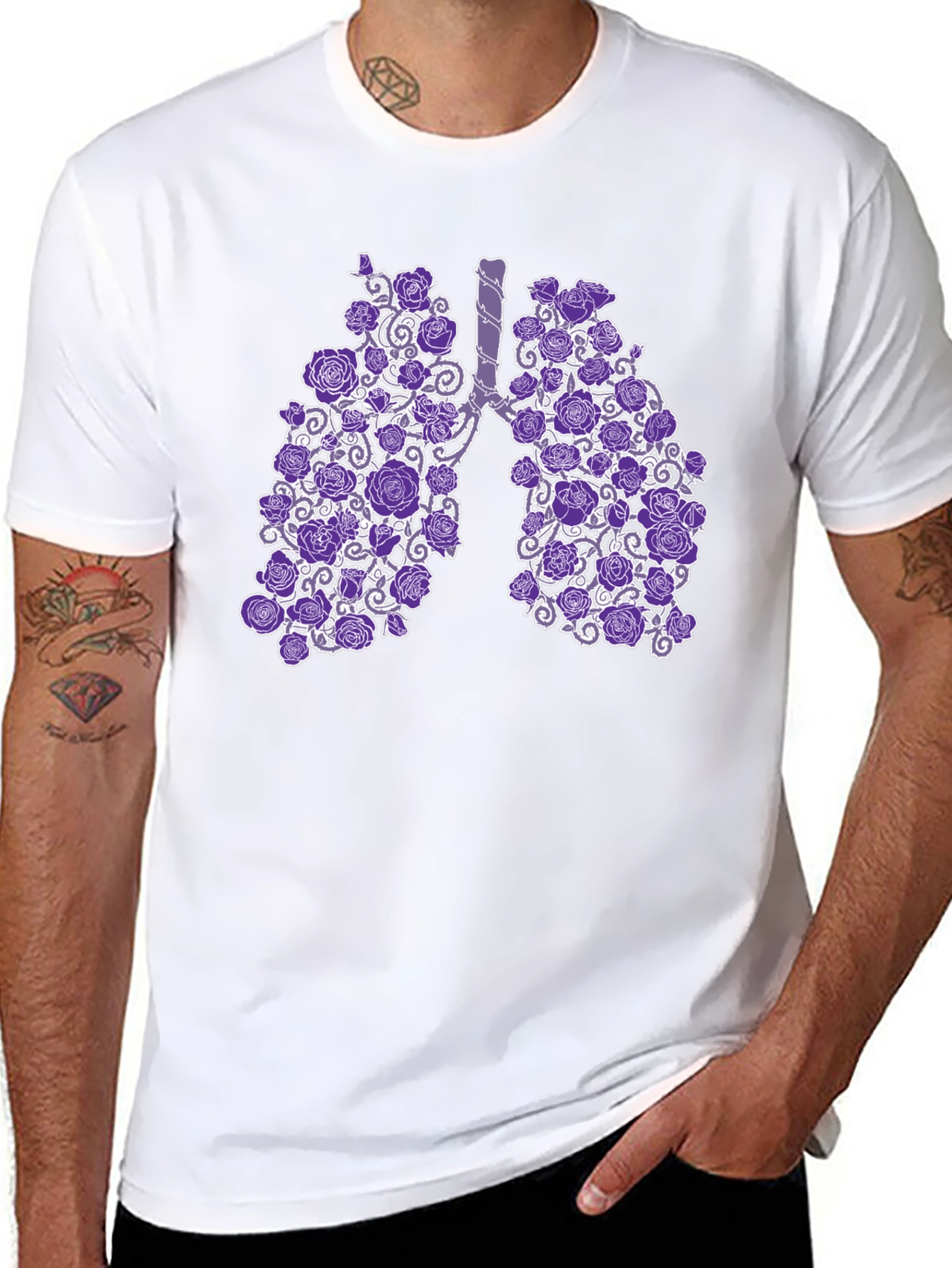 Floral Lung Anatomical T-Shirt - Unique Anatomy Gift