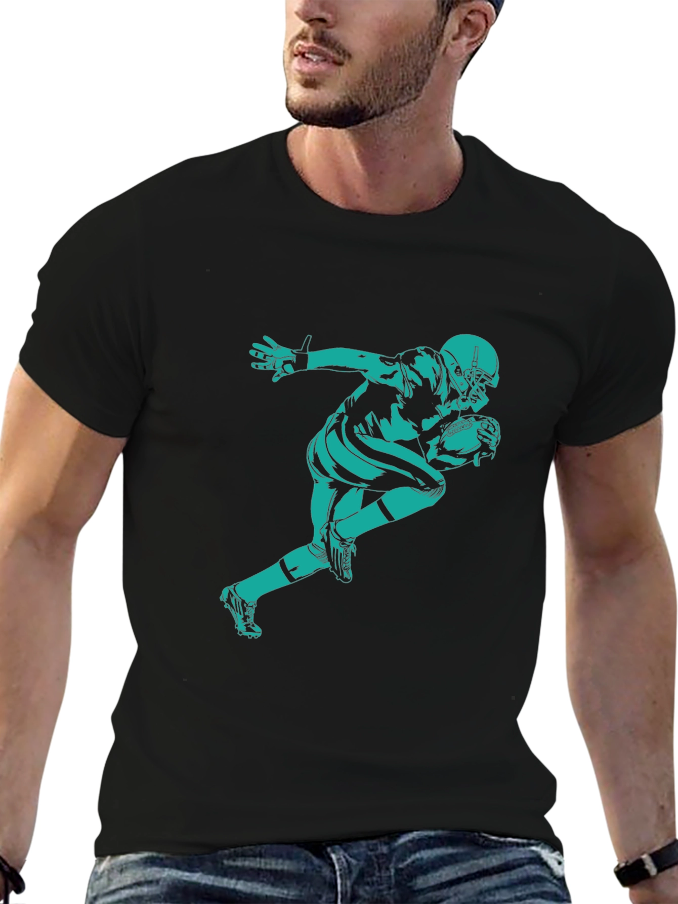 Football Player Graphic Tee - Black
