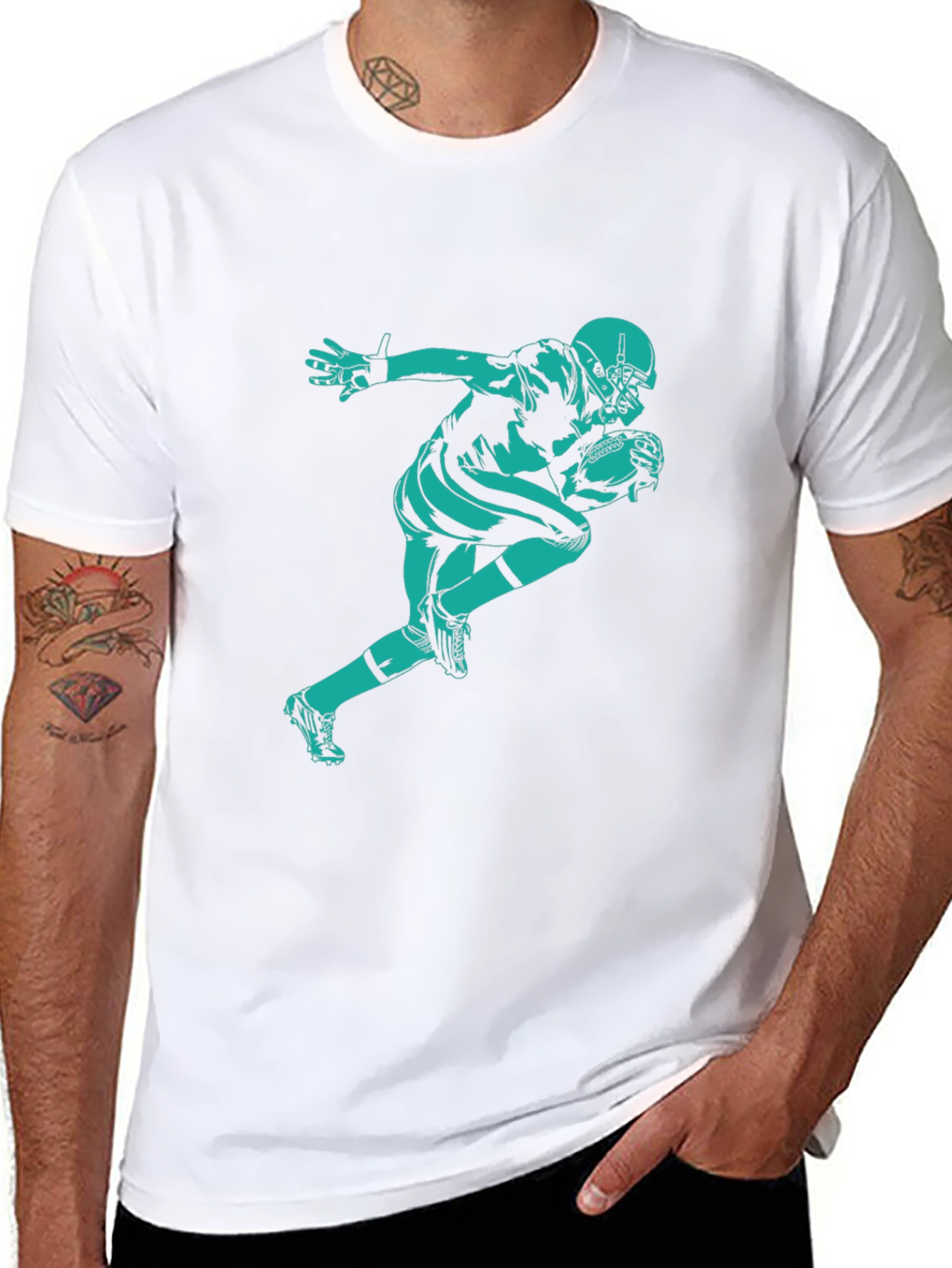 Football Player Graphic Tee - Black