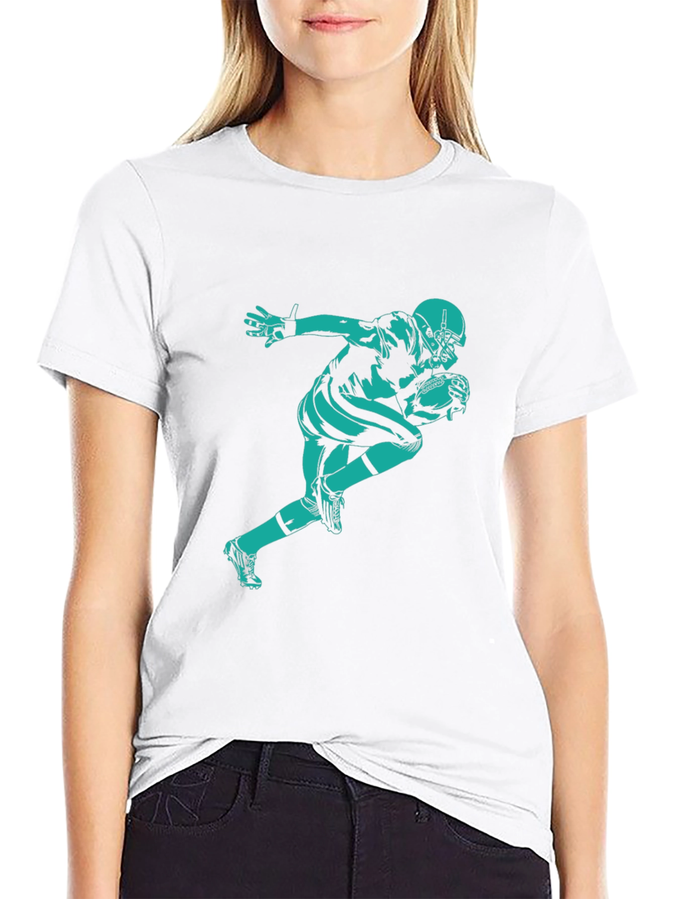 Football Player Graphic Tee - Black