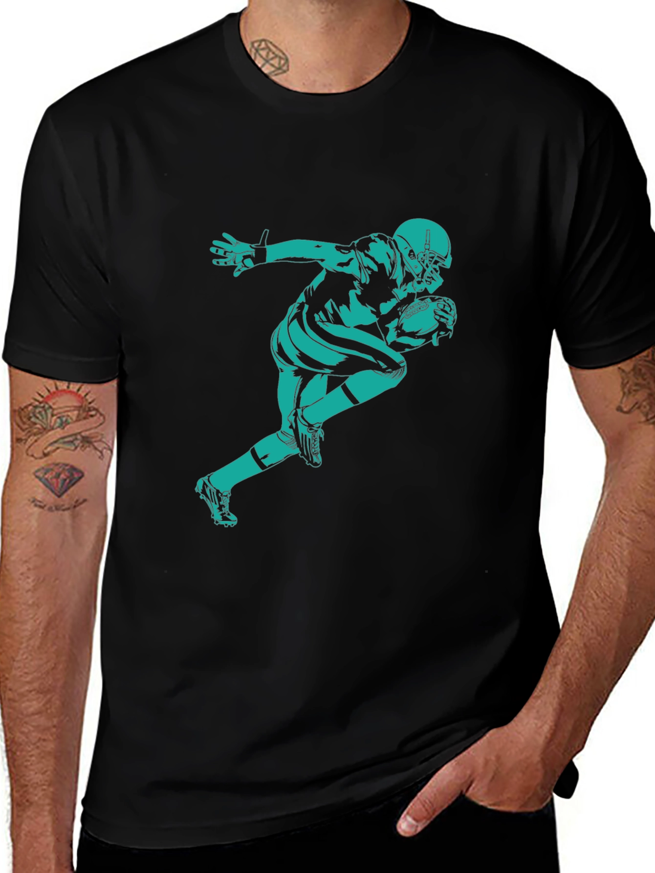 Football Player Graphic Tee - Black