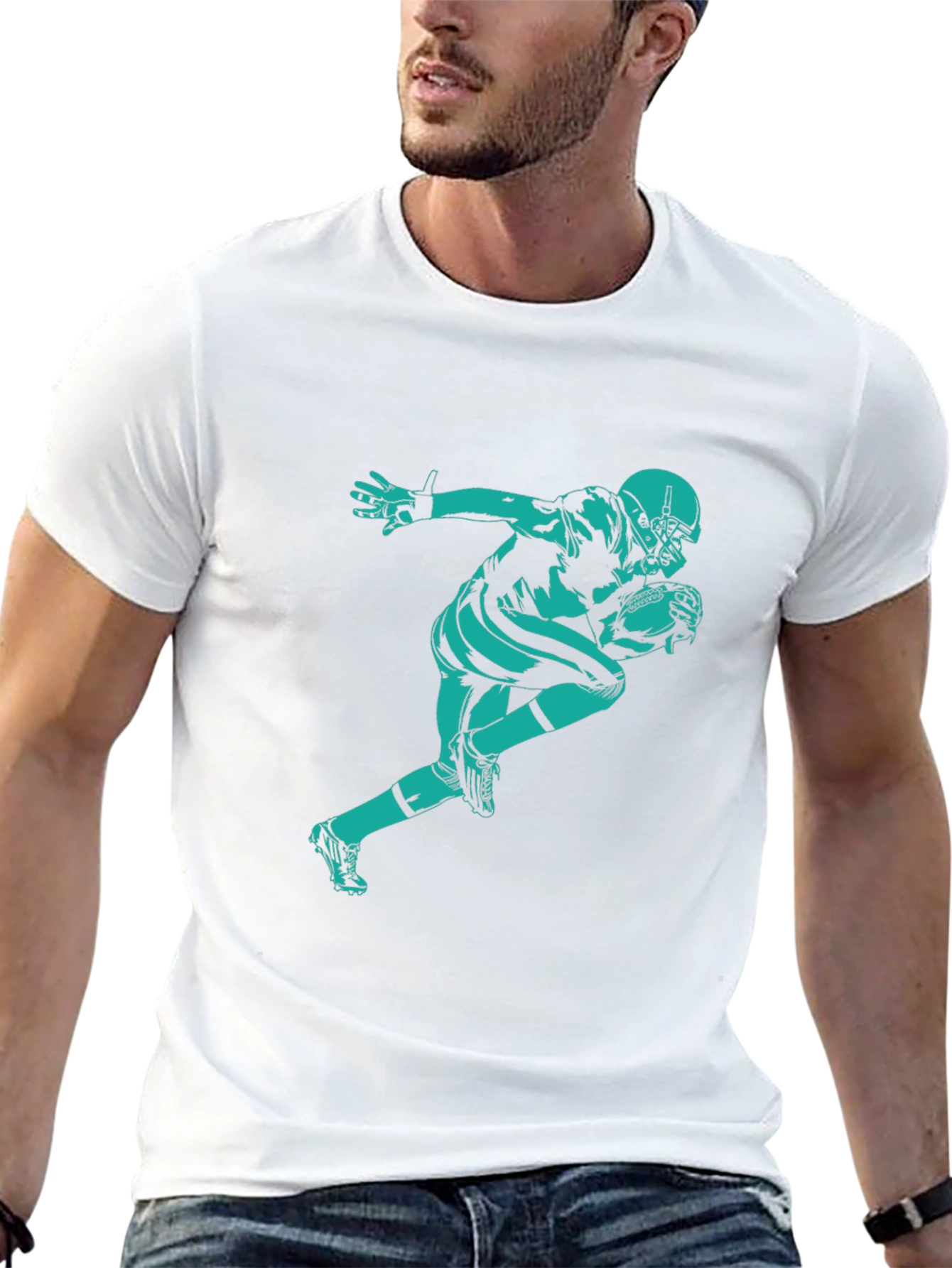 Football Player Graphic Tee - Black