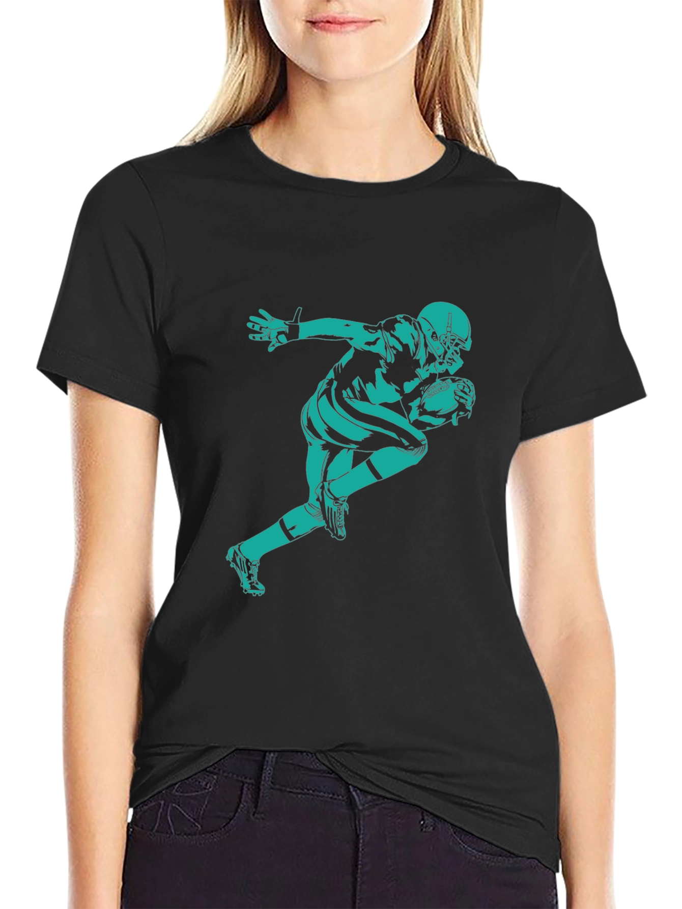 Football Player Graphic Tee - Black