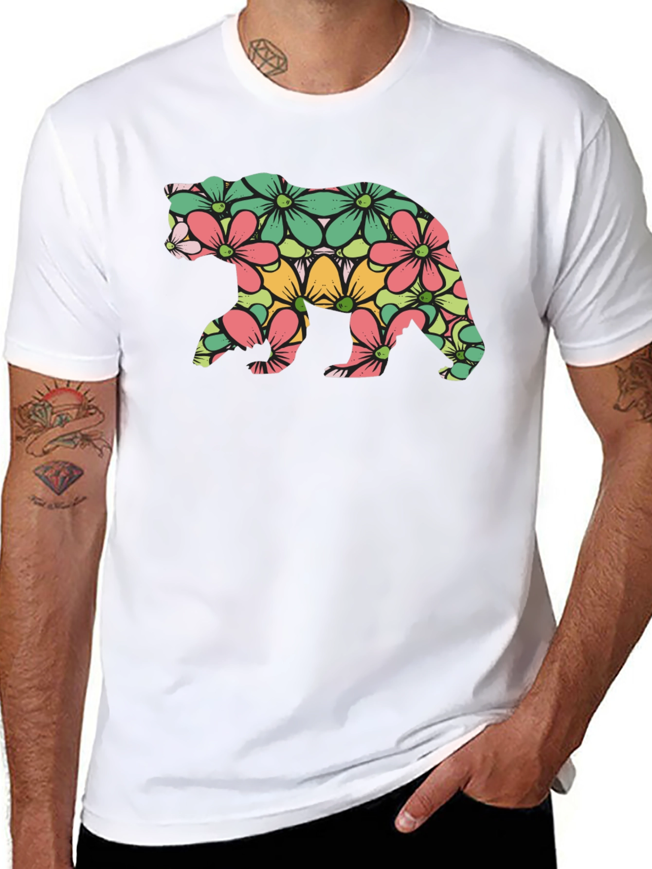 Floral Bear Graphic T-Shirt