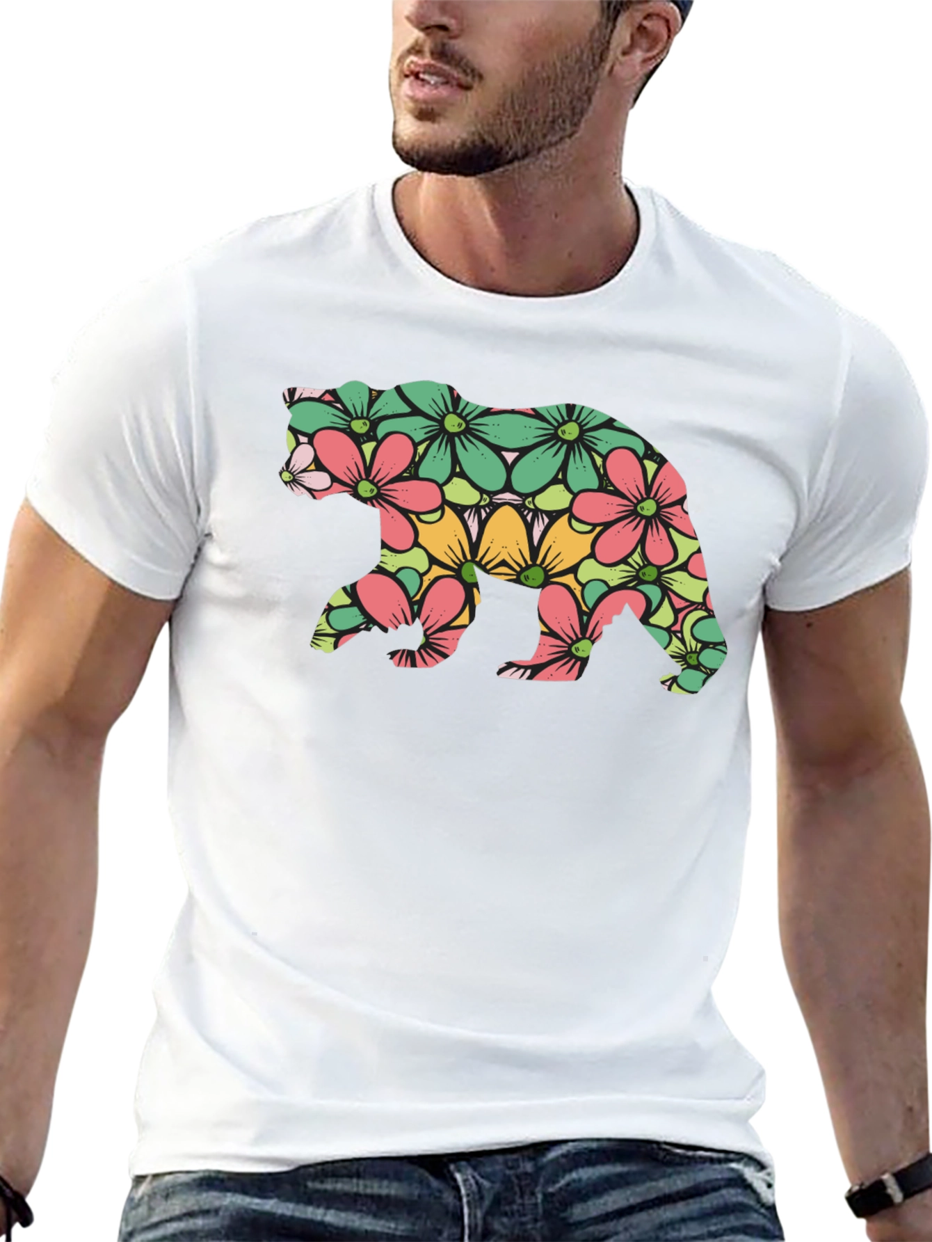 Floral Bear Graphic T-Shirt