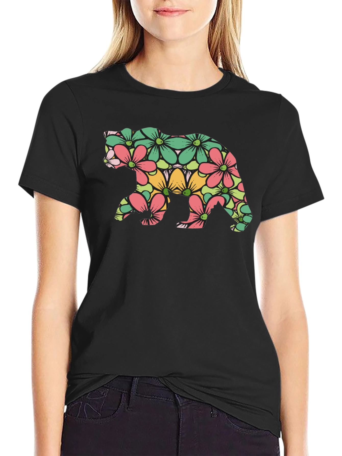 Floral Bear Graphic T-Shirt