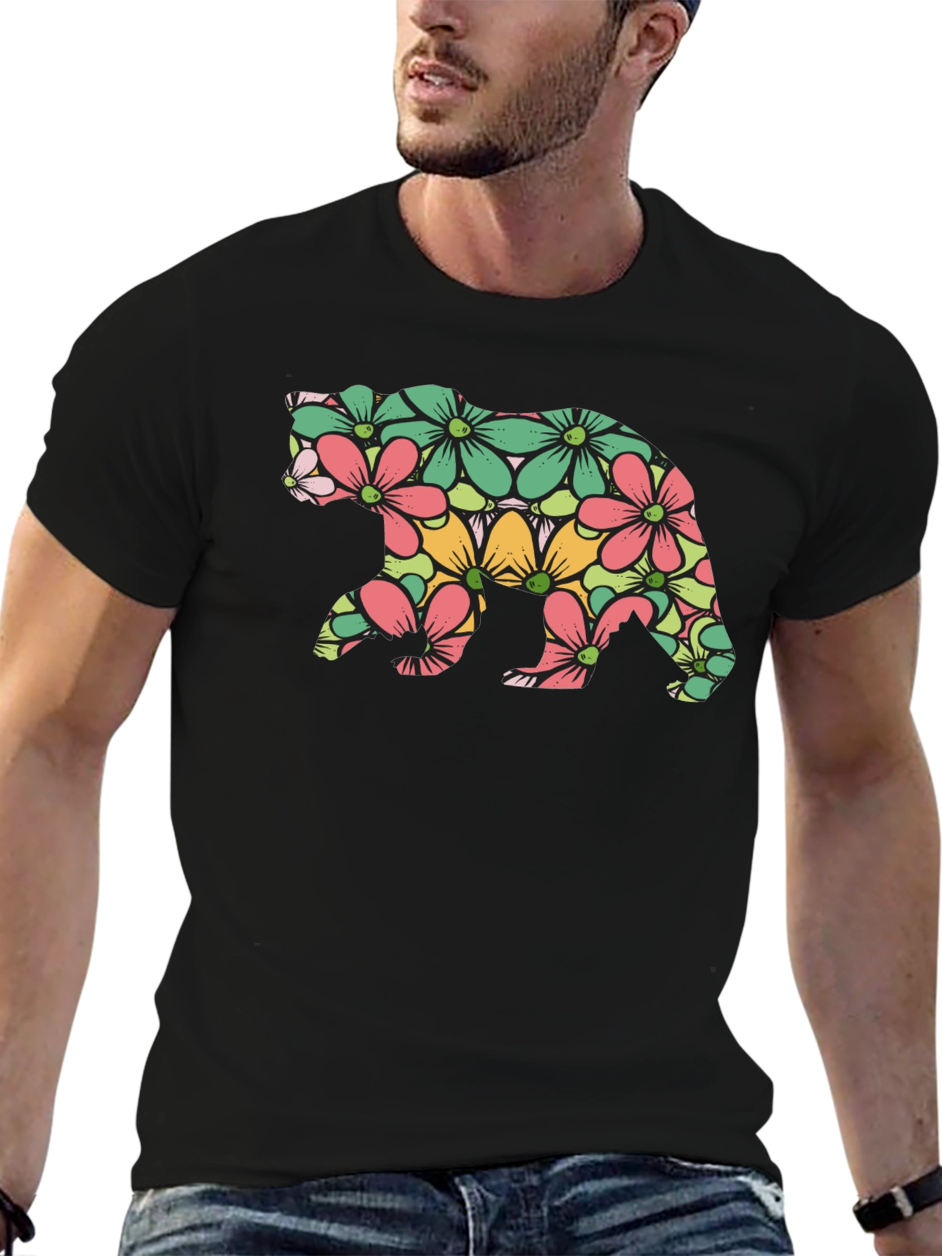 Floral Bear Graphic T-Shirt