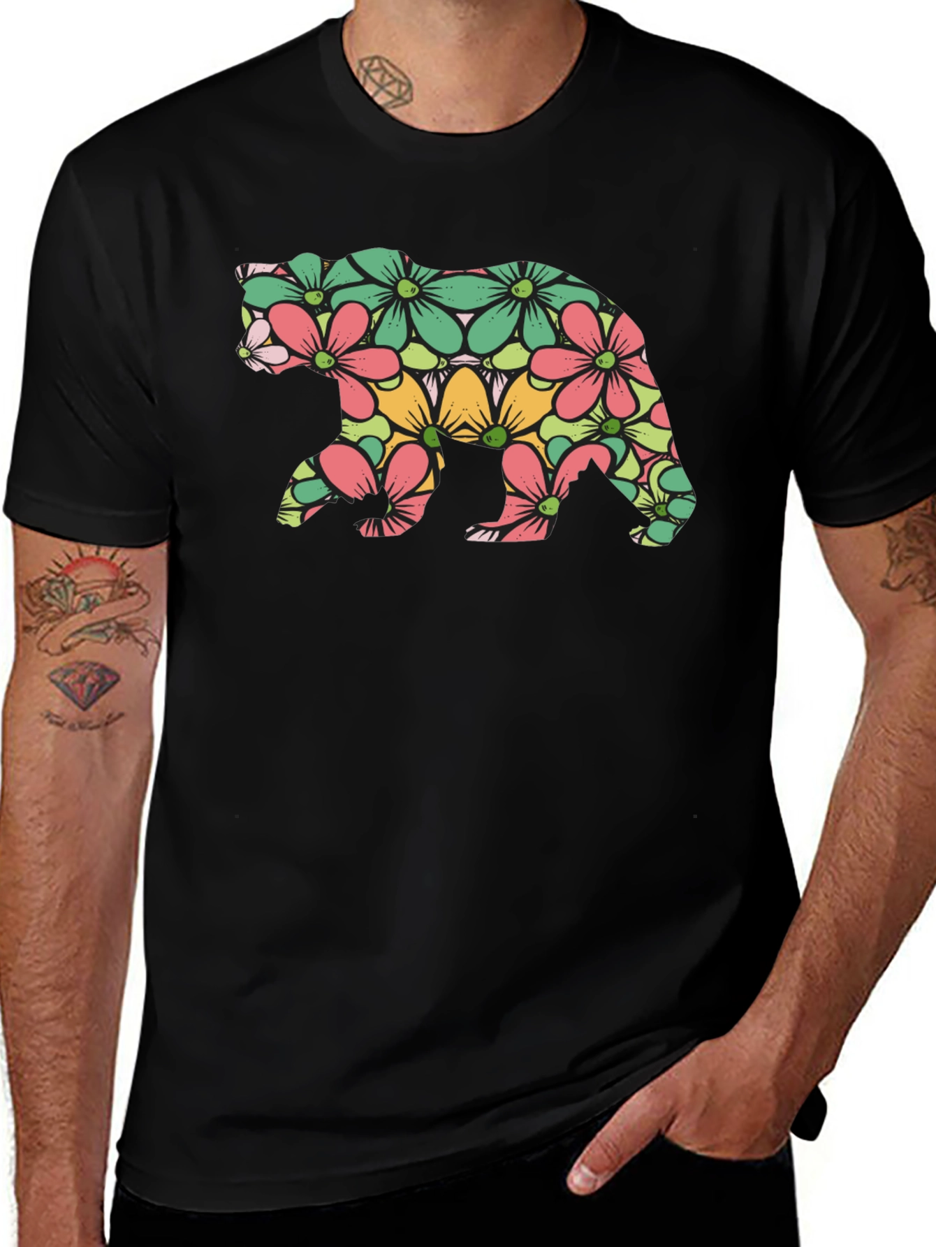 Floral Bear Graphic T-Shirt