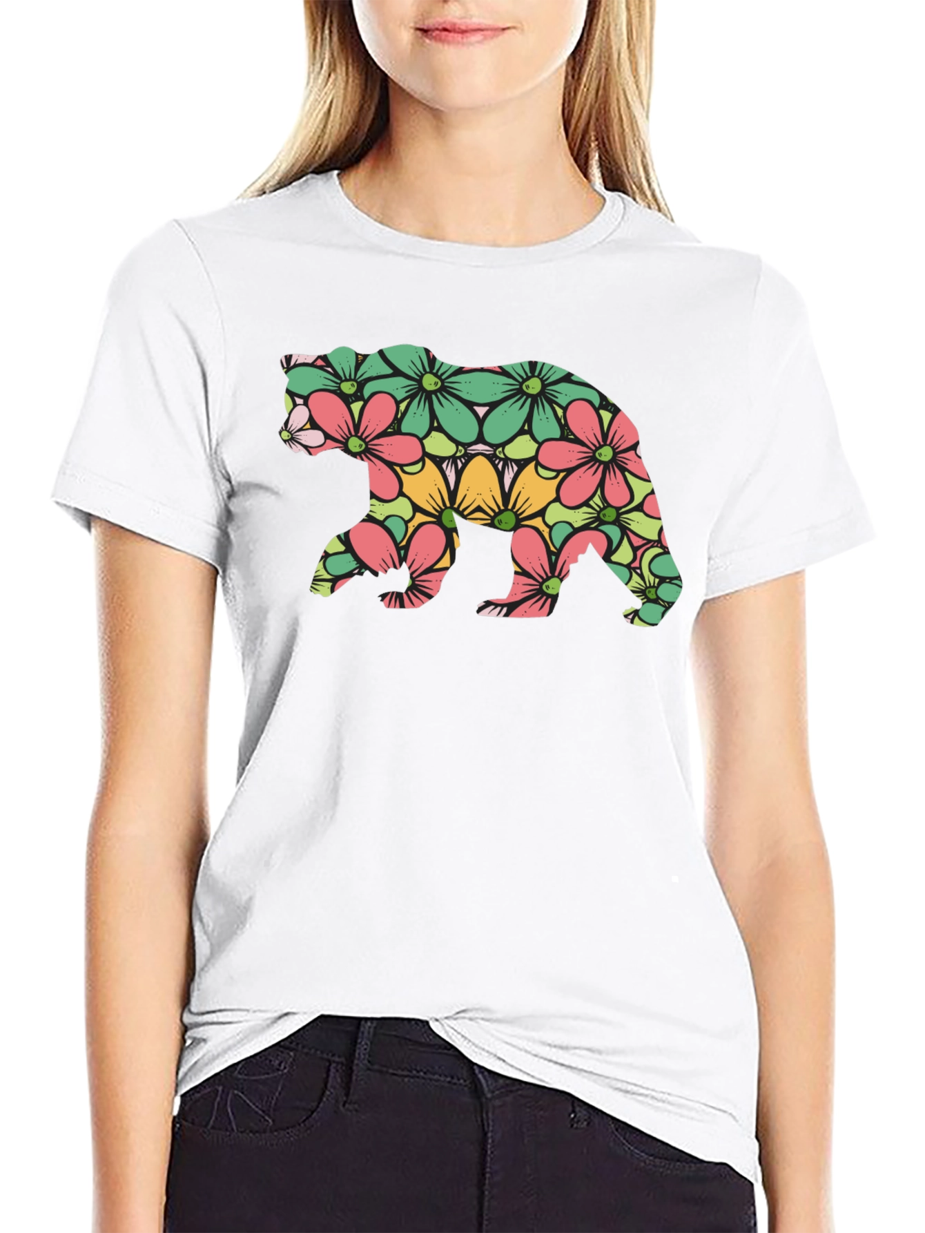 Floral Bear Graphic T-Shirt