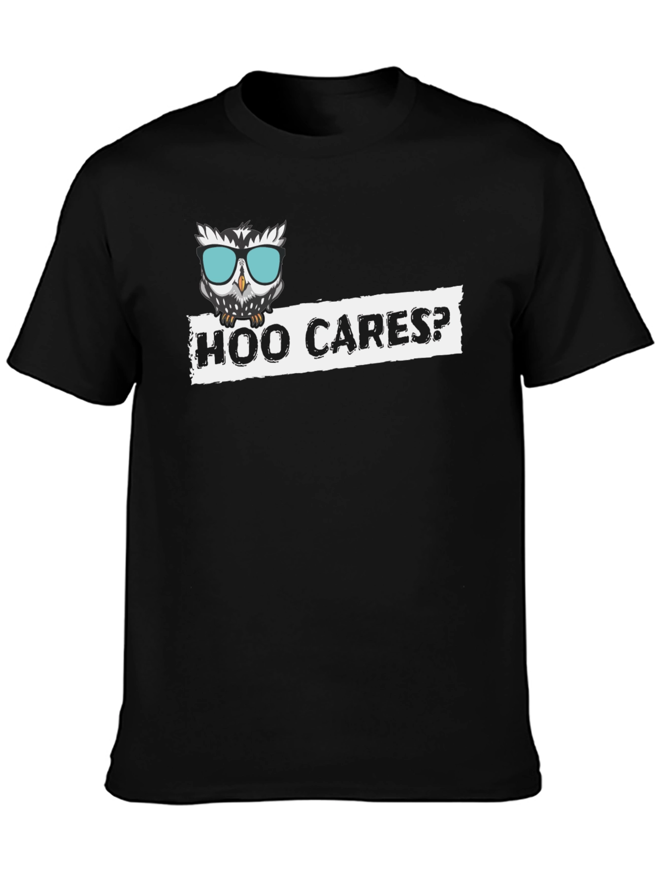Hoo Cares? Funny Owl Graphic Black T-Shirt