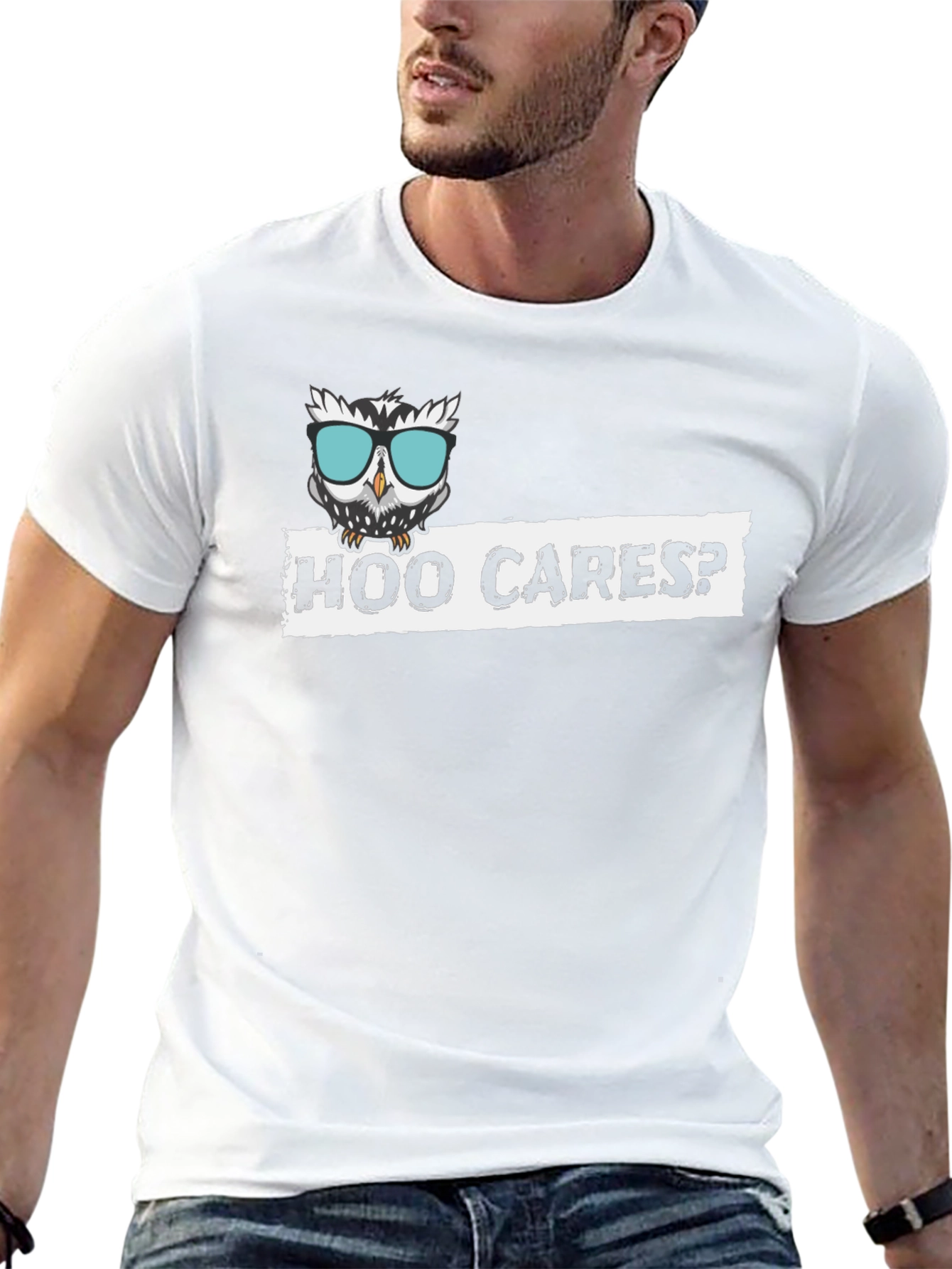 Hoo Cares? Funny Owl Graphic Black T-Shirt