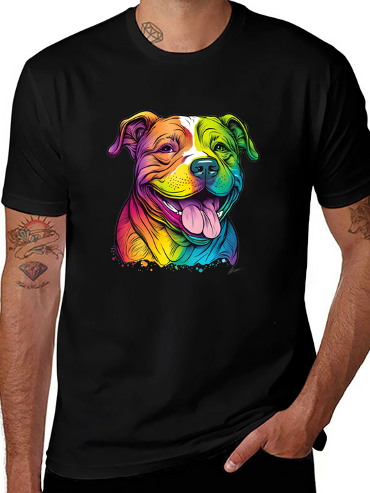 Rainbow Pitbull Graphic Tee - Stylish Dog Lover Shirt